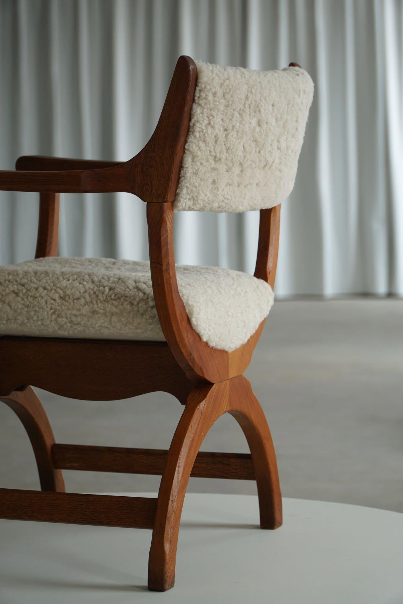 Henning Kjærnulf, Armchair in Oak & Lambswool, Model 