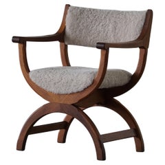 Henning Kjærnulf, Armchair in Oak & Lambswool, Model "Kurul", Mid Century, 1960s