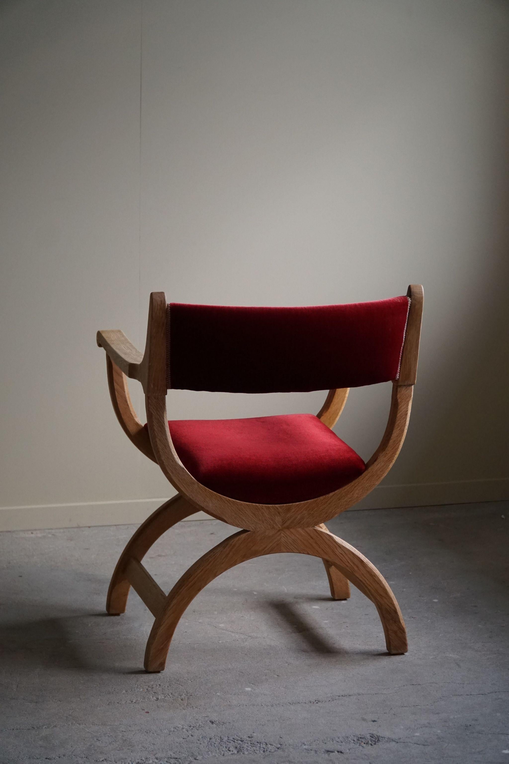 Henning Kjærnulf, fauteuil en Oak et velours, modèle 