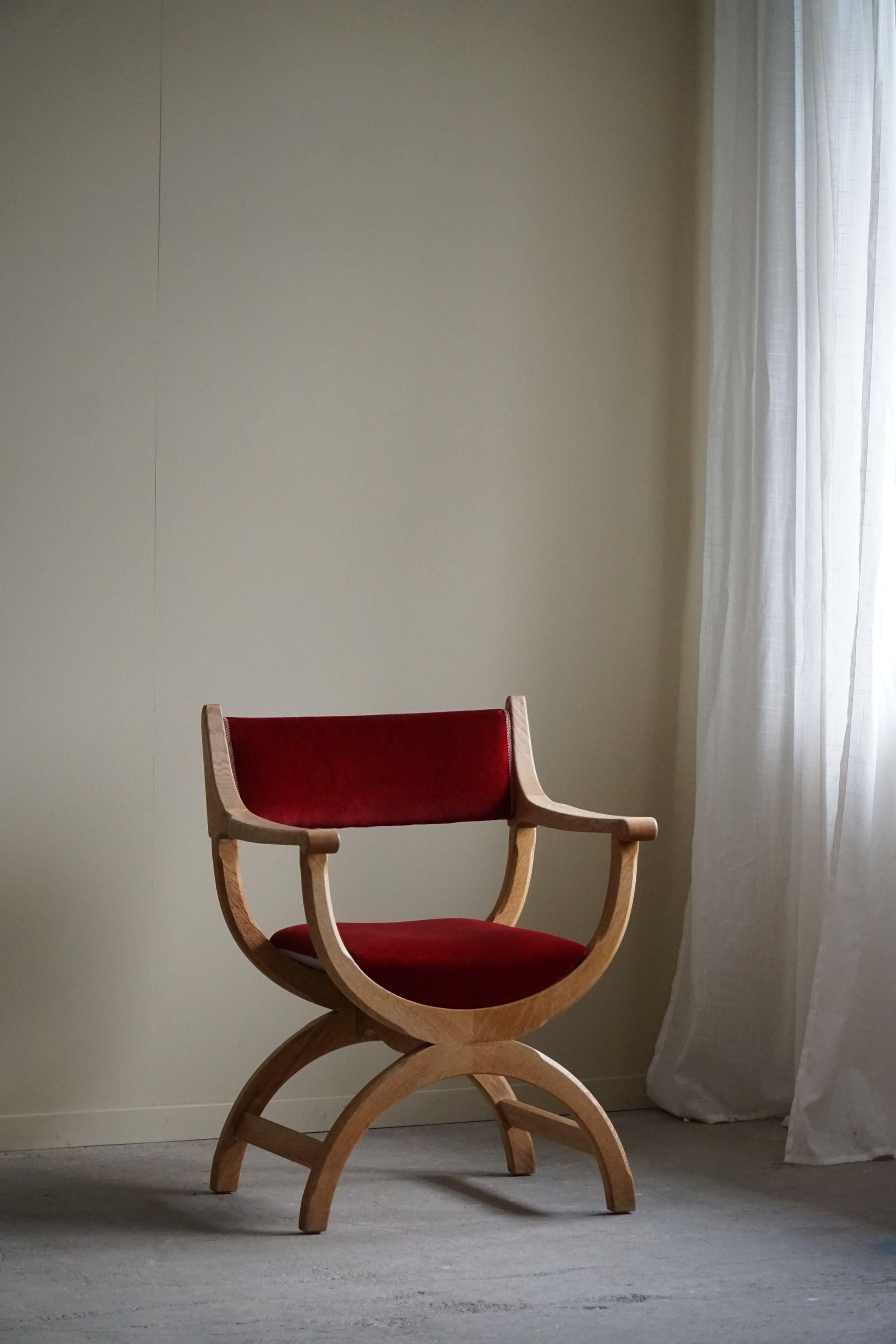Mid-Century Modern Henning Kjærnulf, fauteuil en Oak et velours, modèle 