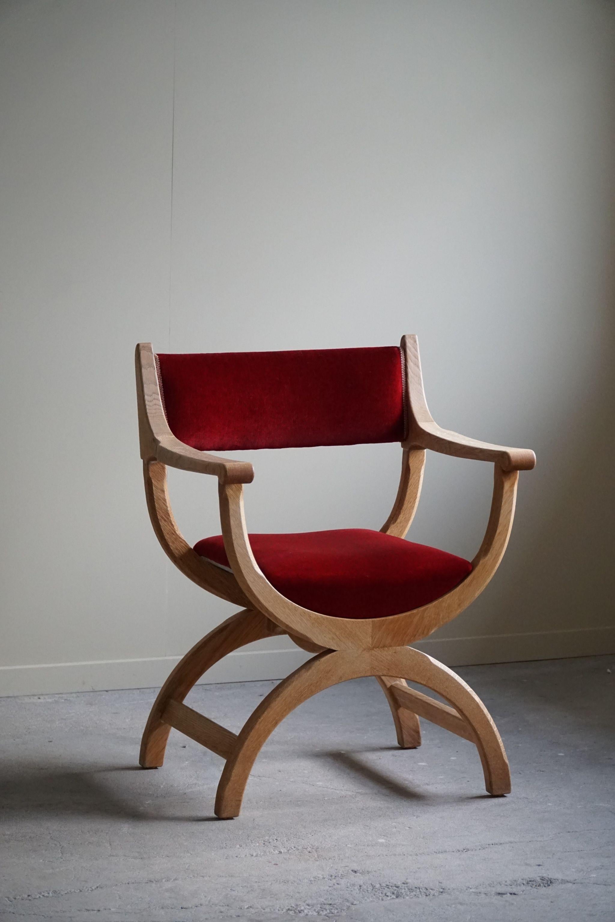 20ième siècle Henning Kjærnulf, fauteuil en Oak et velours, modèle 