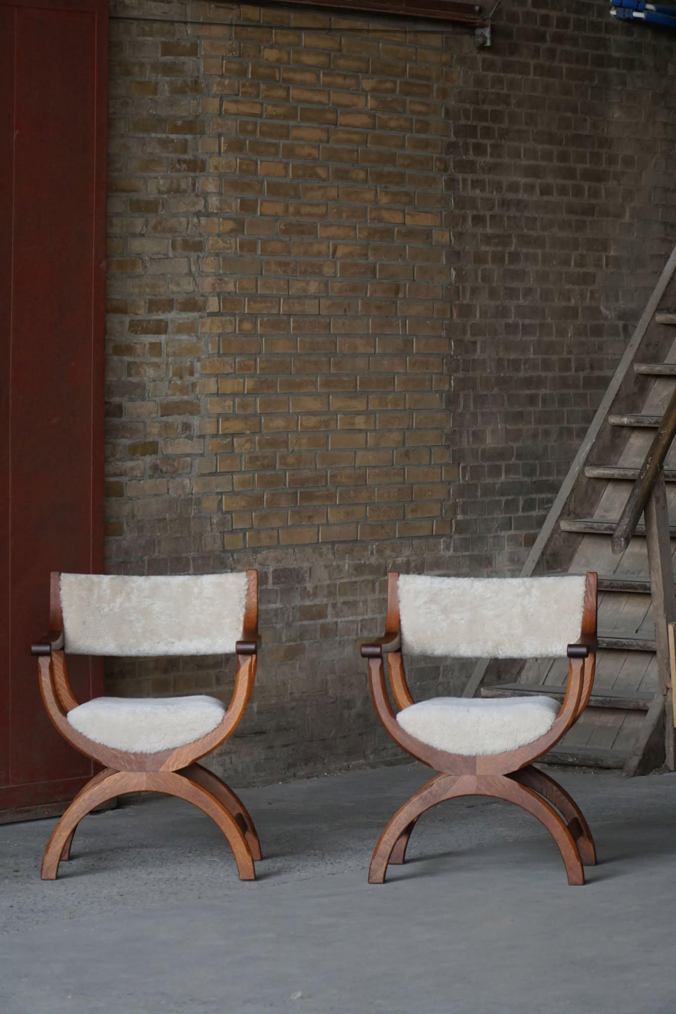 Henning Kjærnulf, fauteuils en Oak et laine d'agneau, Model No. en vente 6
