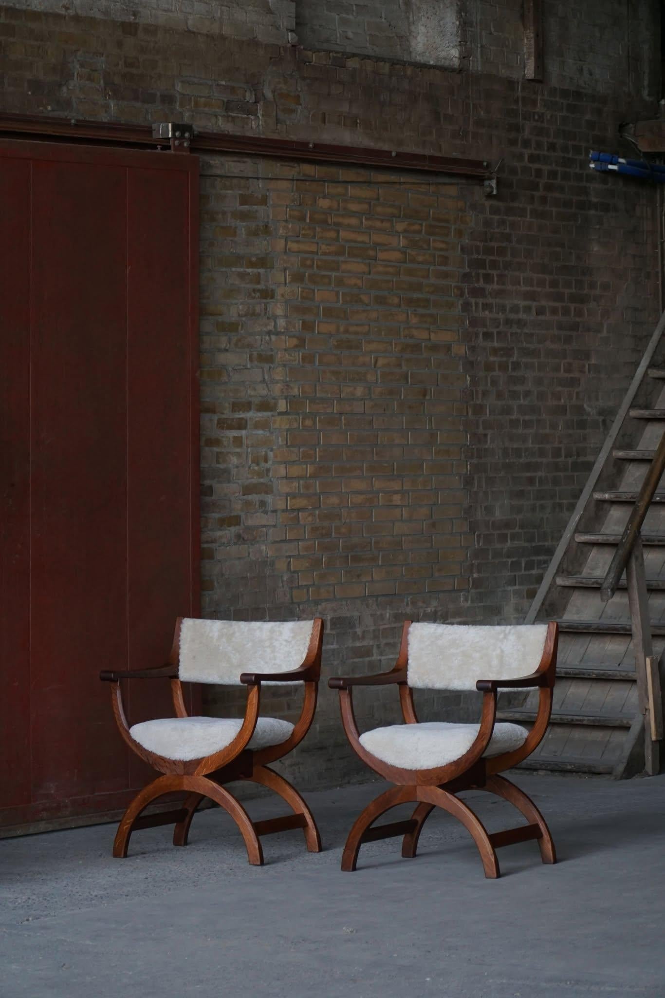Henning Kjærnulf, fauteuils en Oak et laine d'agneau, Model No. en vente 9