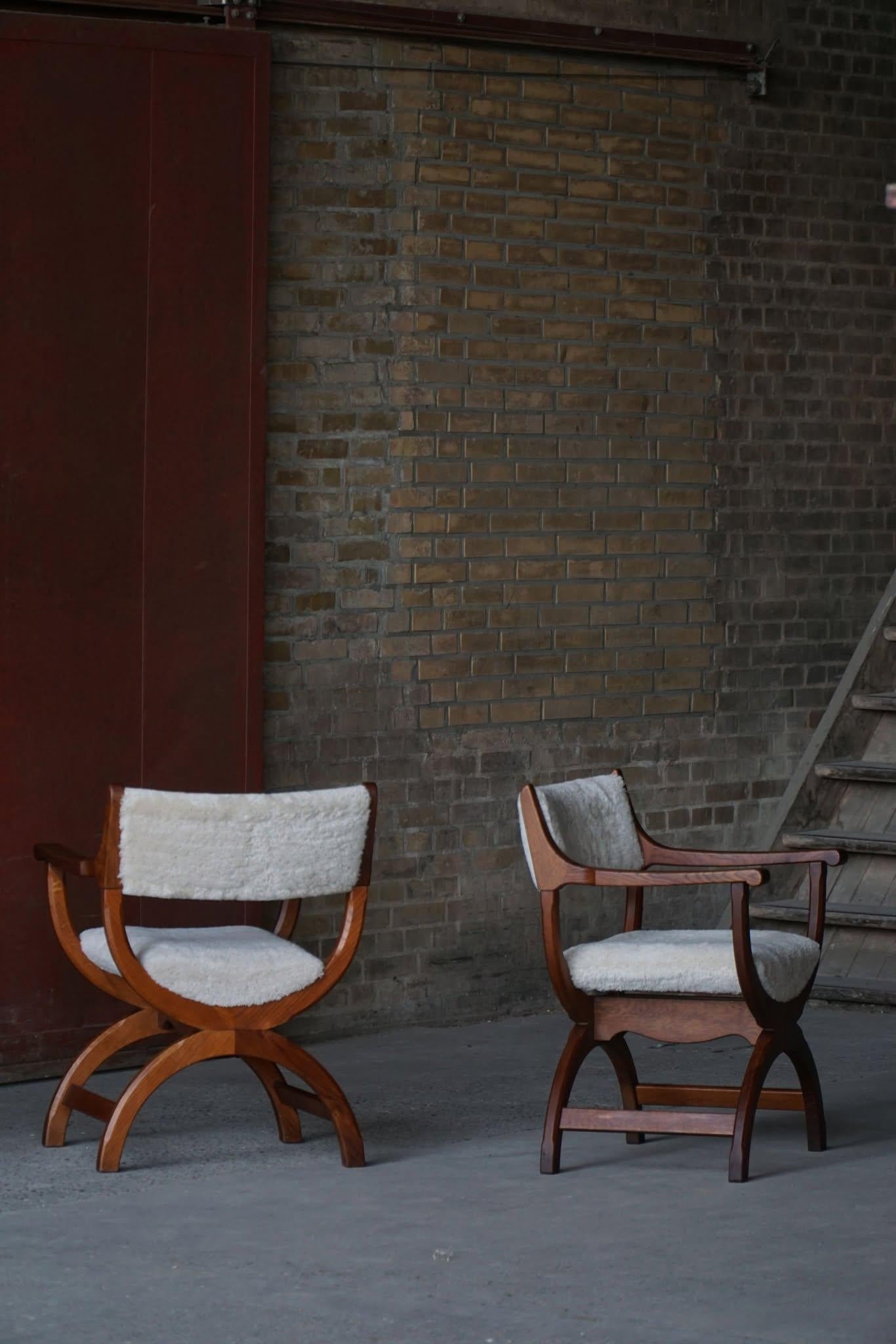 Henning Kjærnulf, fauteuils en Oak et laine d'agneau, Model No. en vente 10