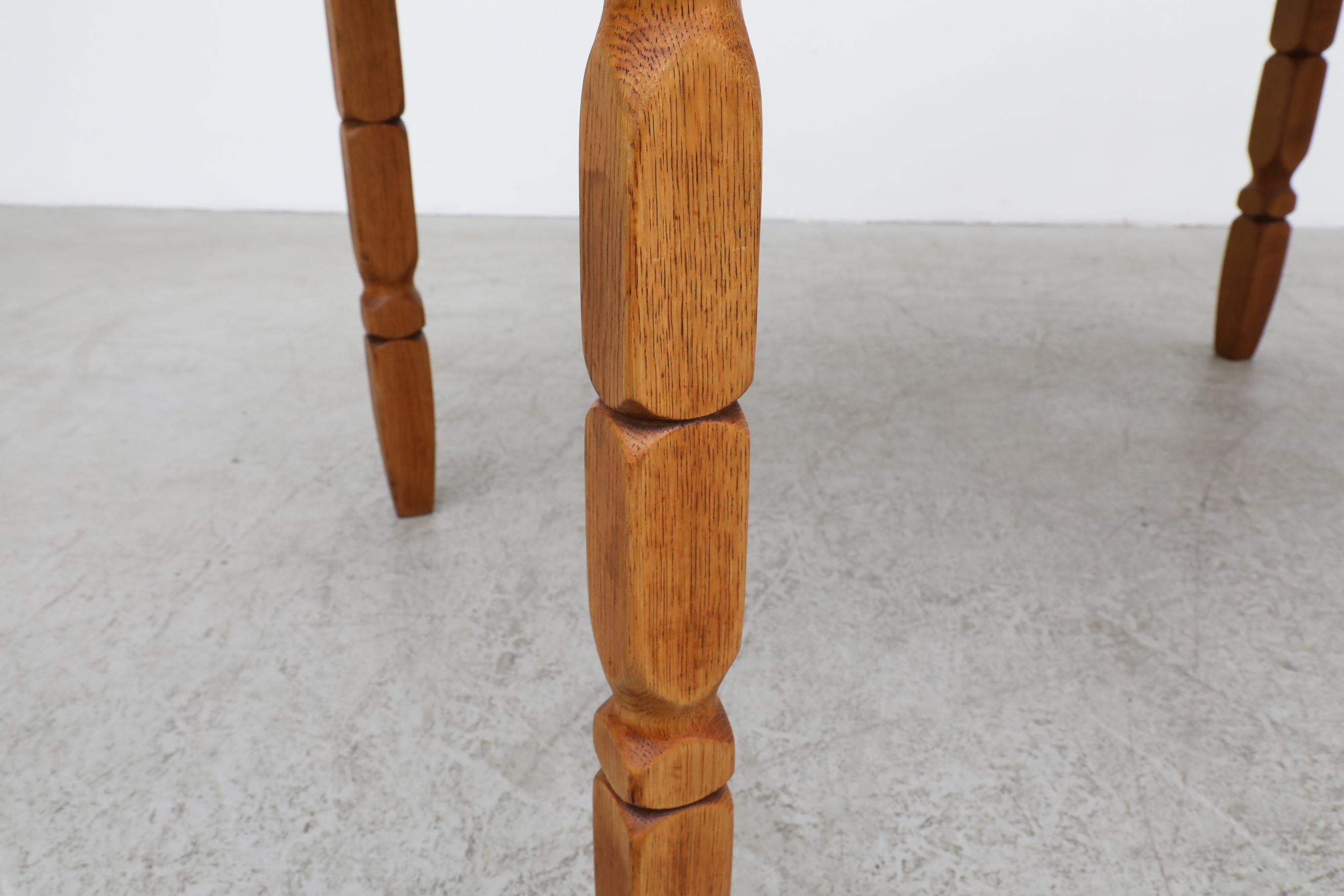 Henning Kjaernulf 'Attr' Brutalist Oak Dining Table with Carved Legs 4