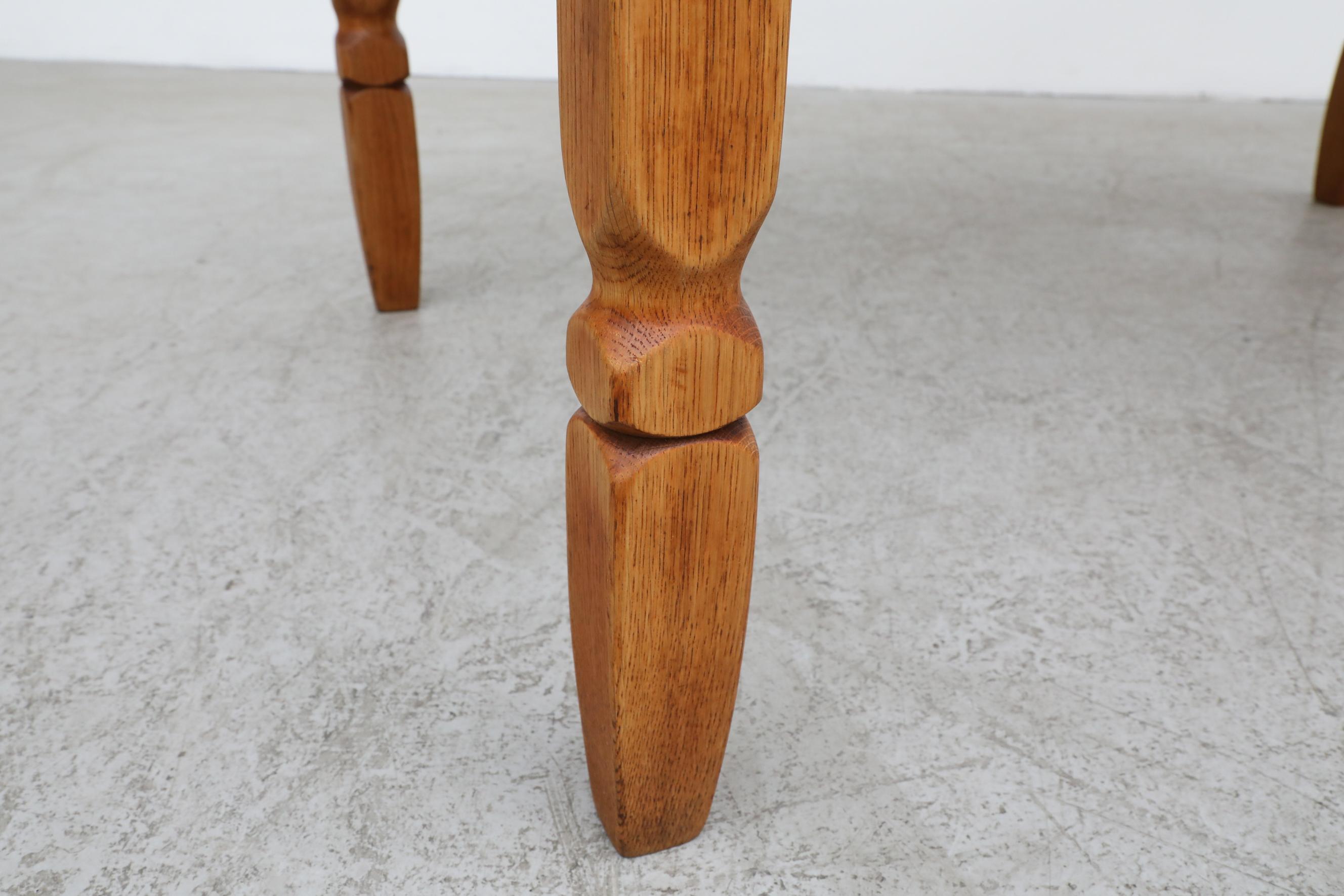 Henning Kjaernulf 'Attr' Brutalist Oak Dining Table with Carved Legs 5