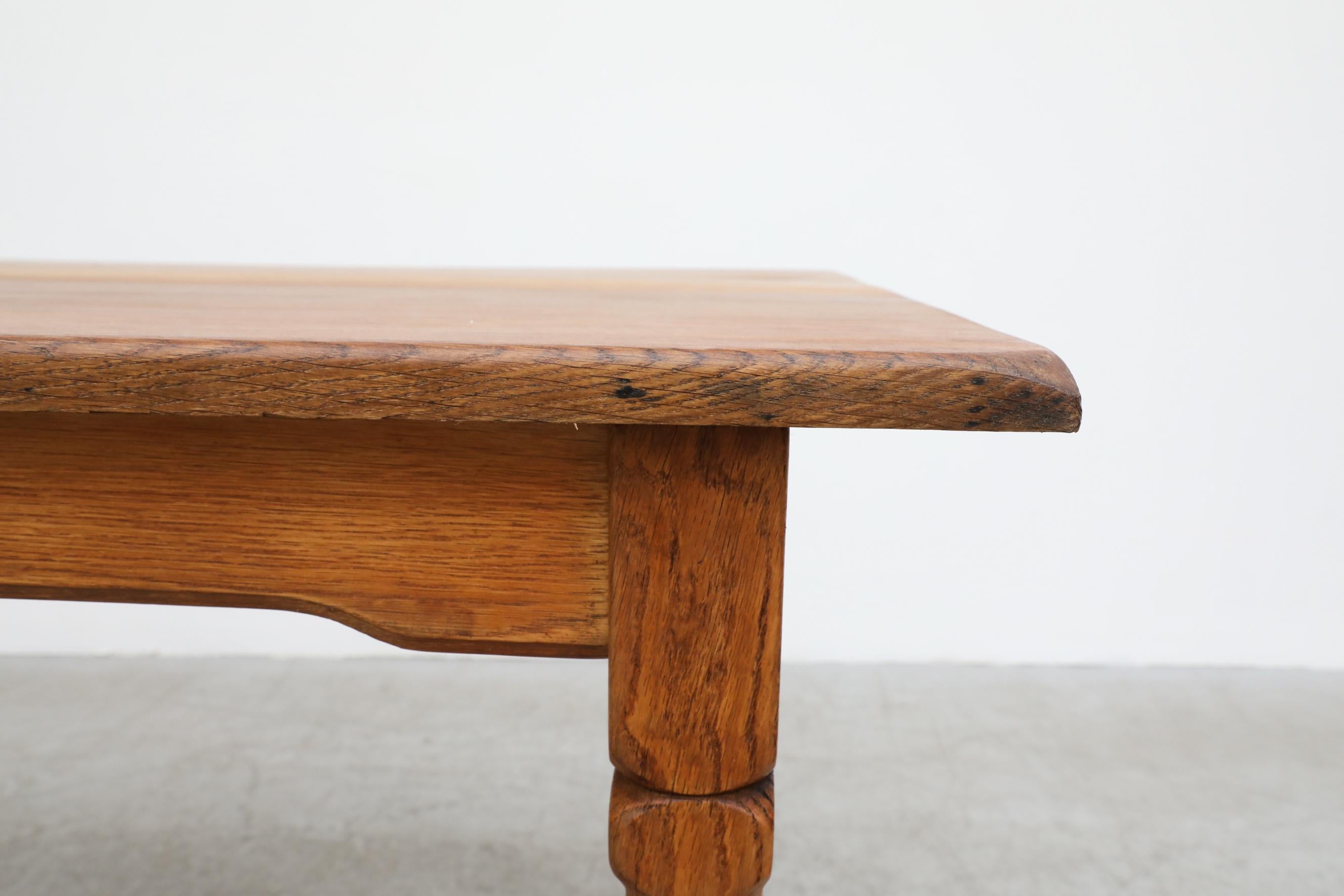 Henning Kjaernulf 'Attr' Brutalist Oak Dining Table with Carved Legs 8