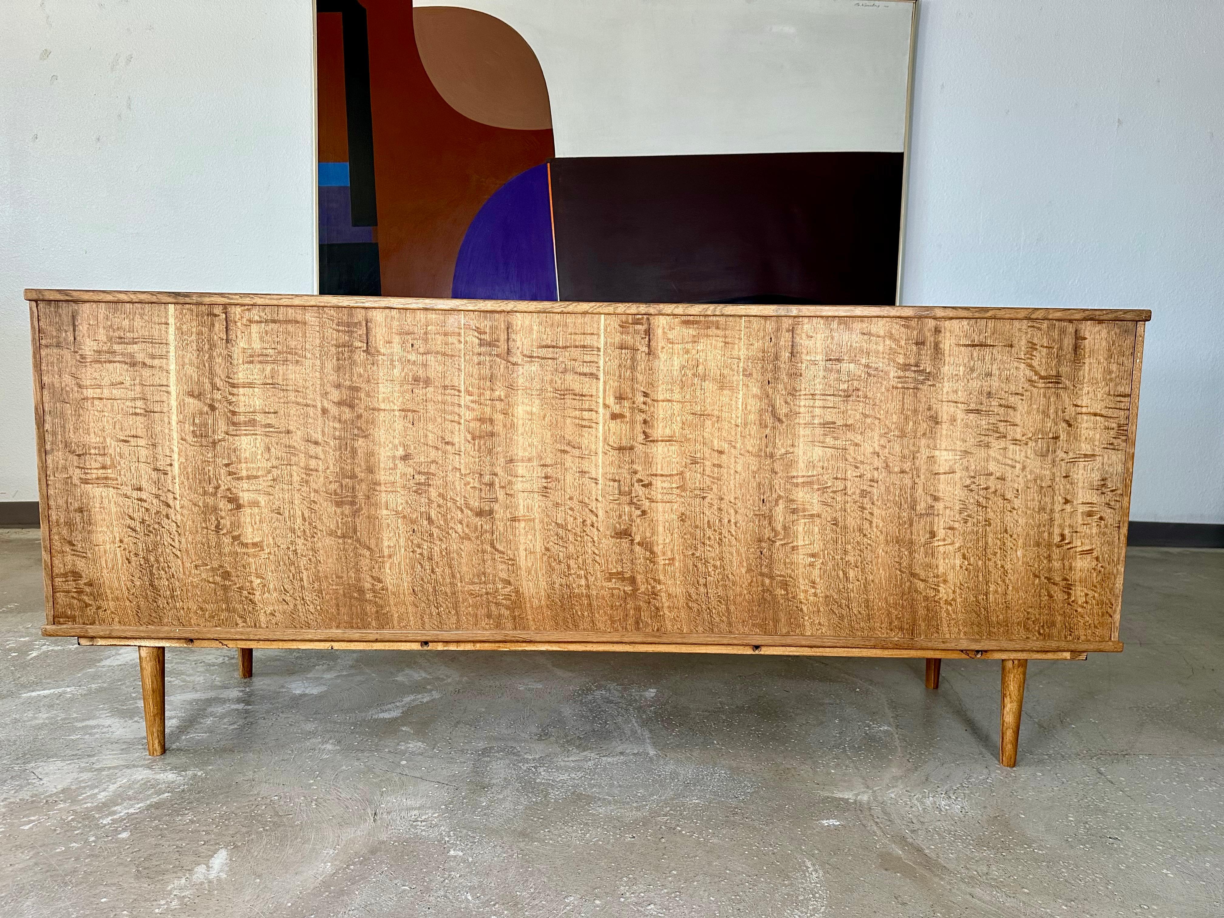 Intagliato Henning Kjaernulf attrib. Mid Century Danish Oak Carved Brutalist Credenza in vendita