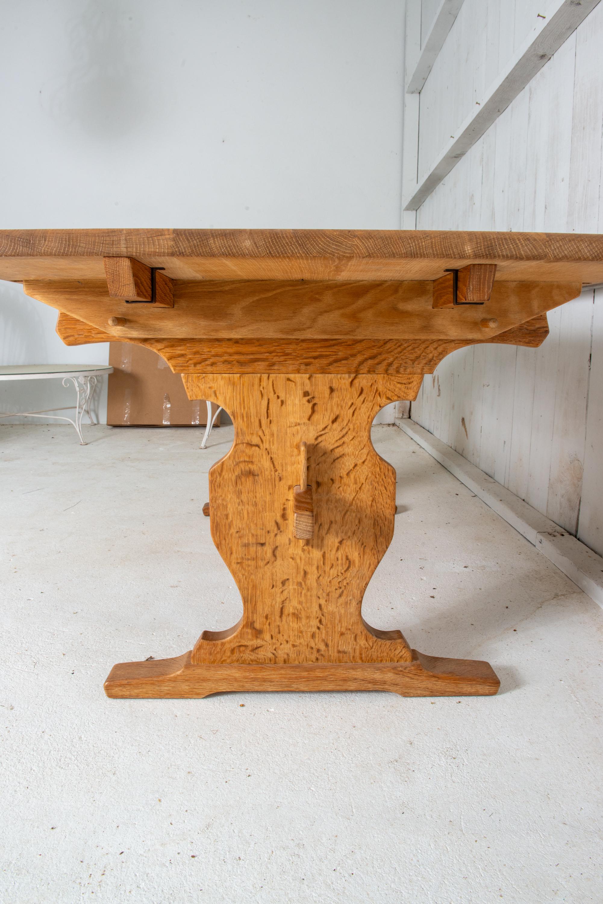 20th Century Henning Kjaernulf Attributed Oak Trestle Table For Sale