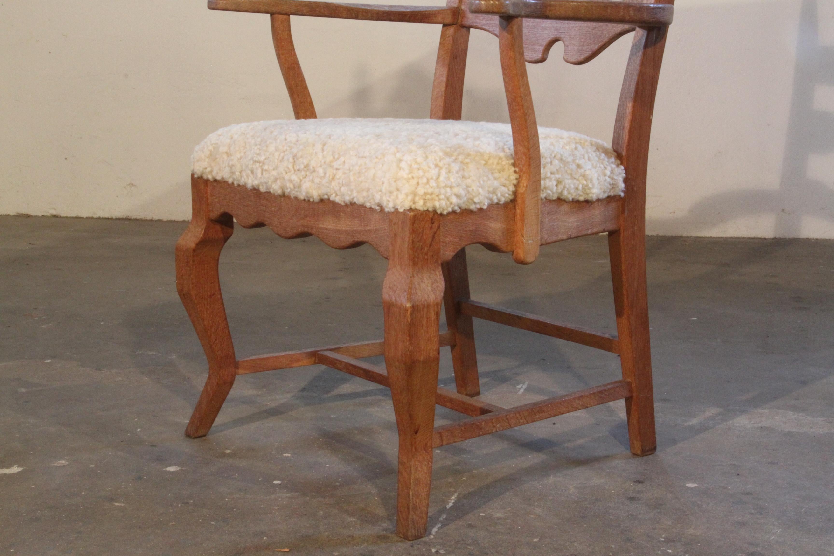 Henning Kjaernulf Brutalist Oak Razorblade Arm Chair Denmark 1960s In Good Condition In Store Heddinge, DK