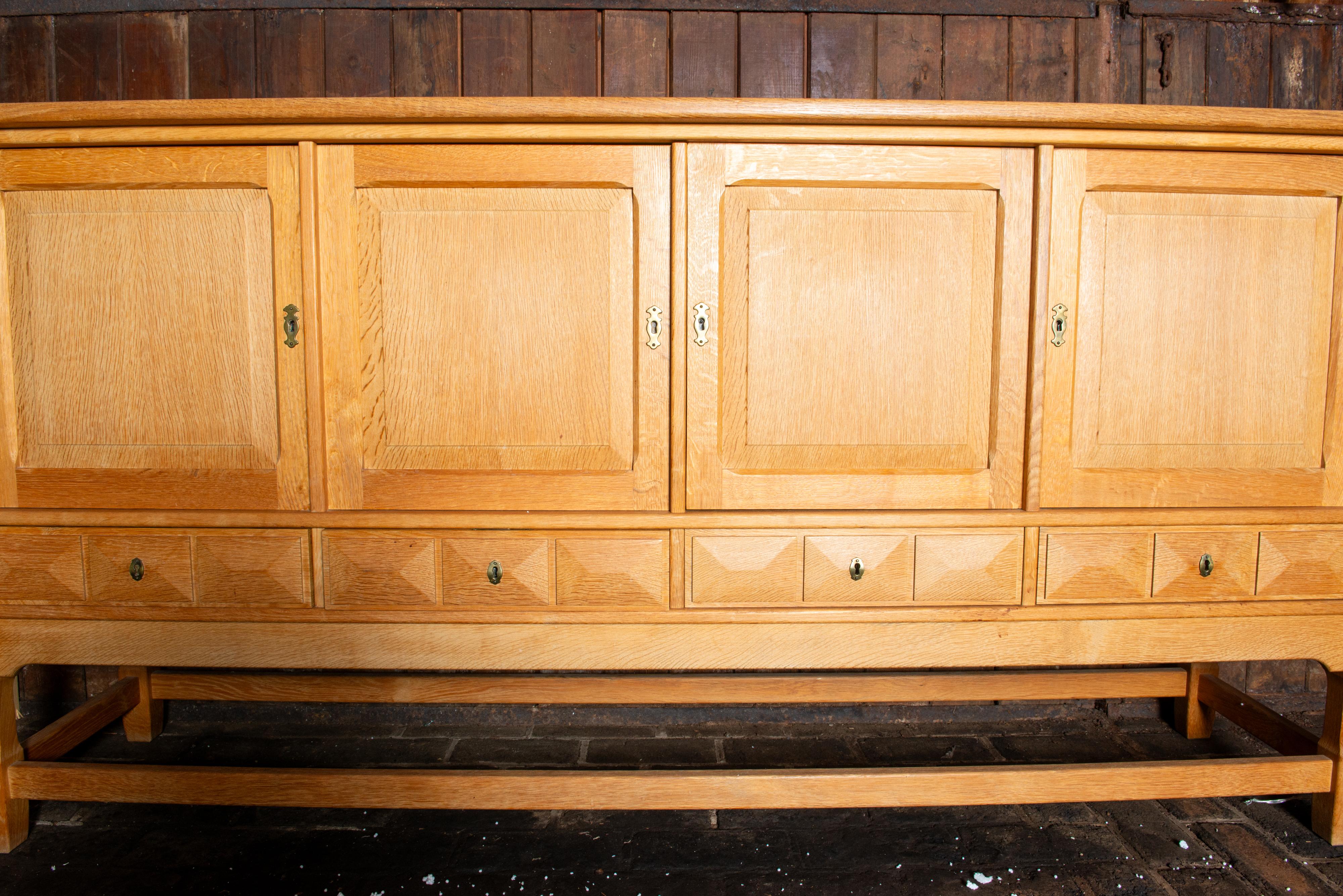 Danish Henning Kjaernulf Carved Oak Sideboard