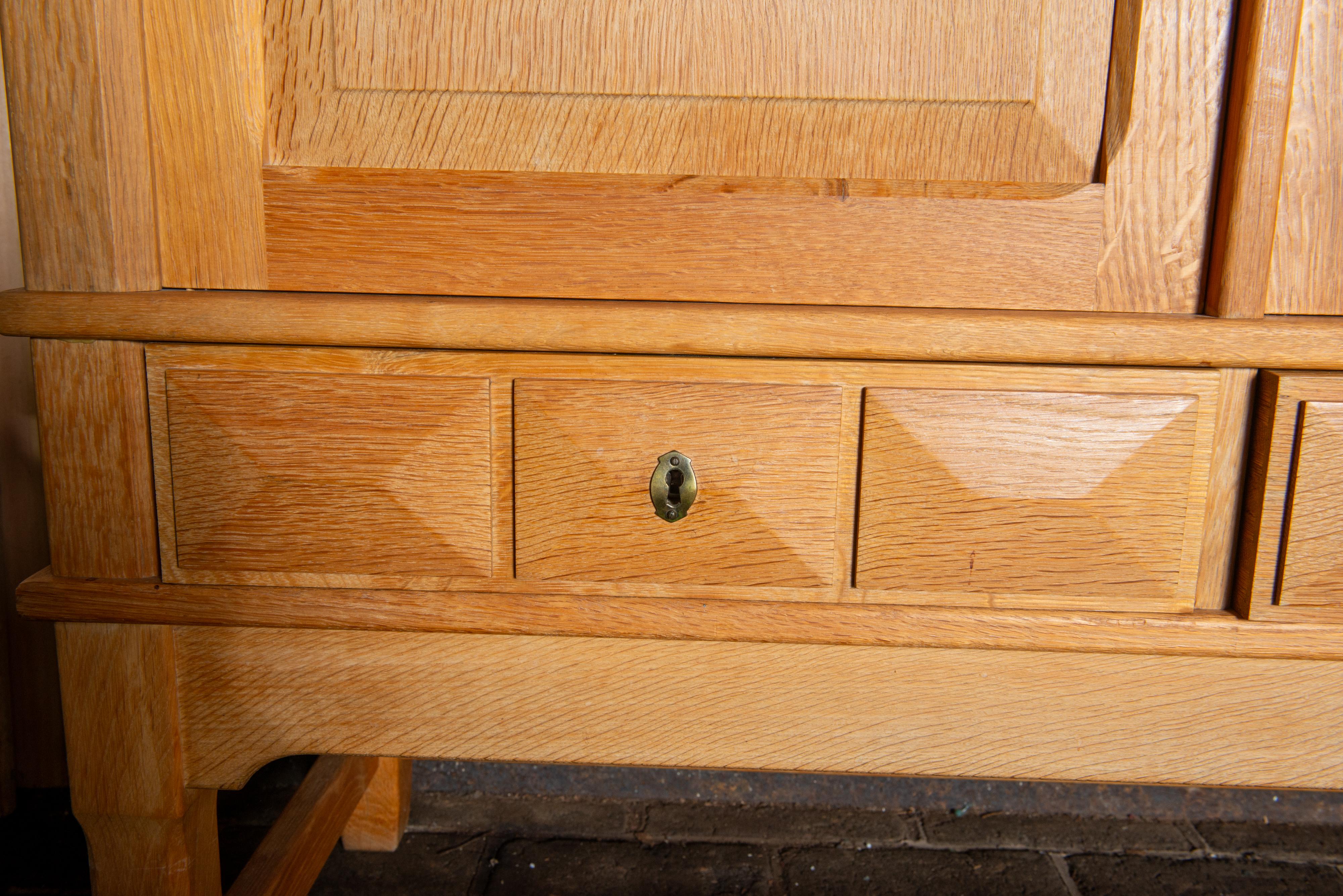Henning Kjaernulf Carved Oak Sideboard In Good Condition In Stamford, CT