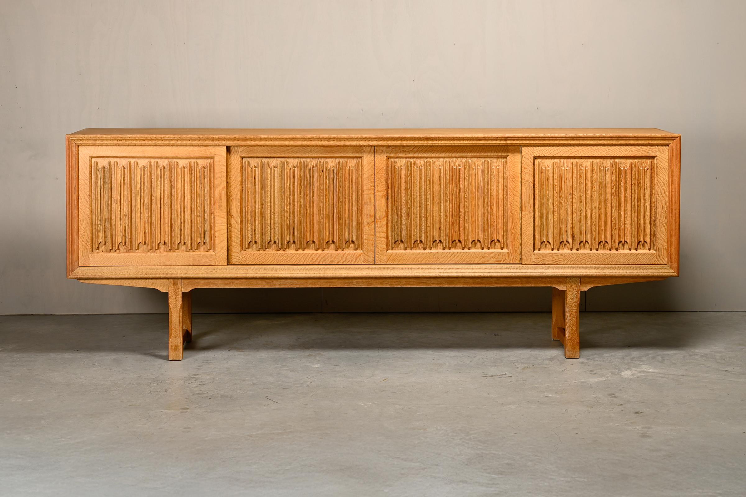 Mid-Century Modern Henning Kjærnulf Danish Brutalist Sideboard in Oak for Nyrup Møbelfabrik, 1960s For Sale