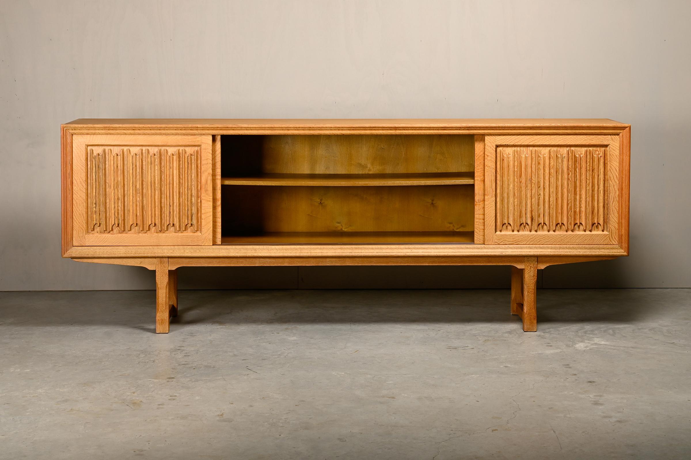 Henning Kjærnulf Danish Brutalist Sideboard in Oak for Nyrup Møbelfabrik, 1960s For Sale 1