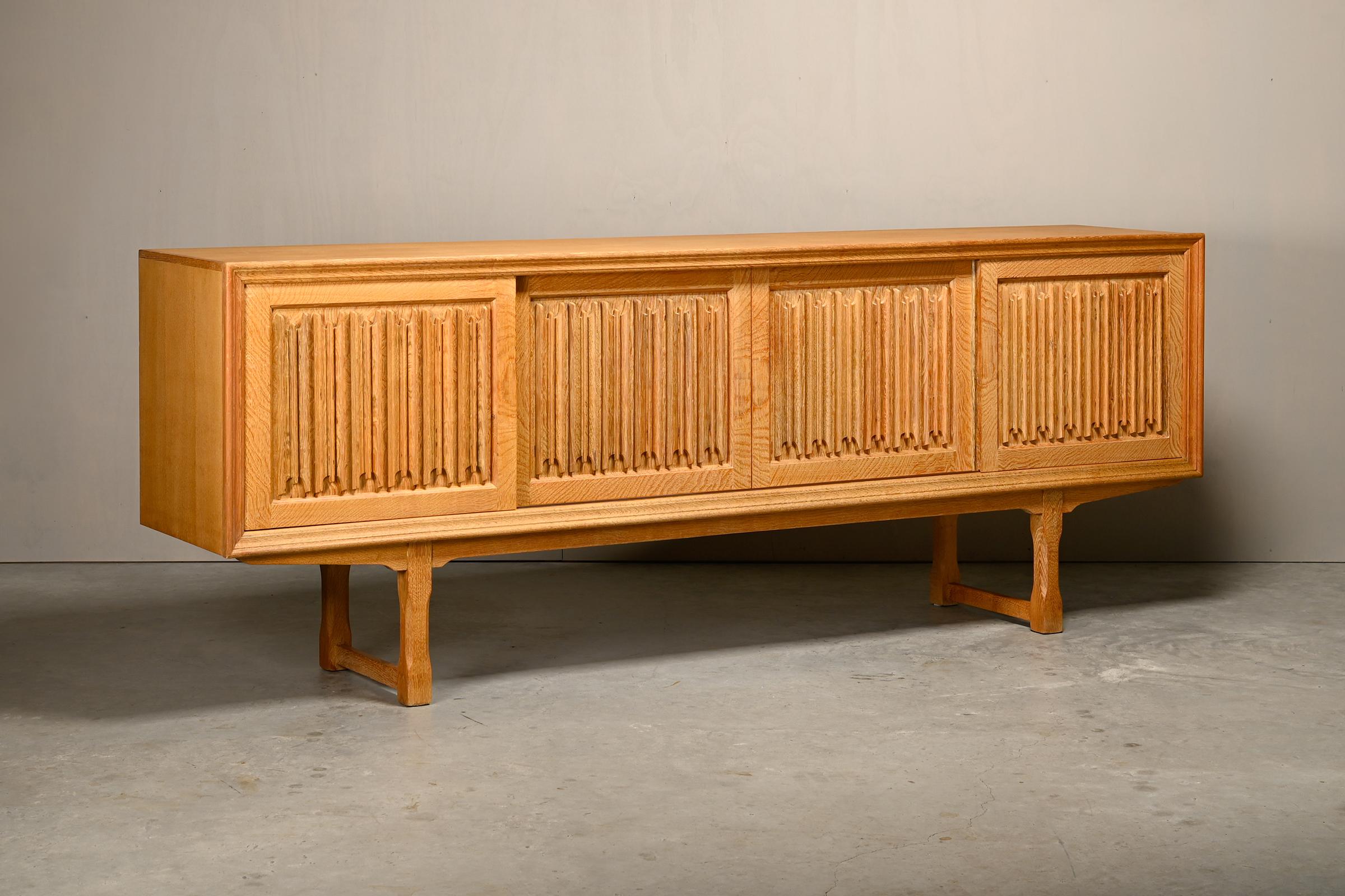 Henning Kjærnulf Danish Brutalist Sideboard in Oak for Nyrup Møbelfabrik, 1960s For Sale 2