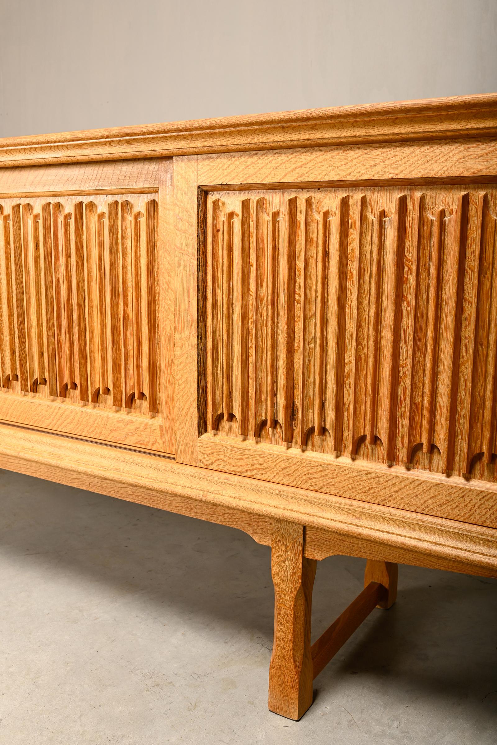 Henning Kjærnulf Danish Brutalist Sideboard in Oak for Nyrup Møbelfabrik, 1960s For Sale 4