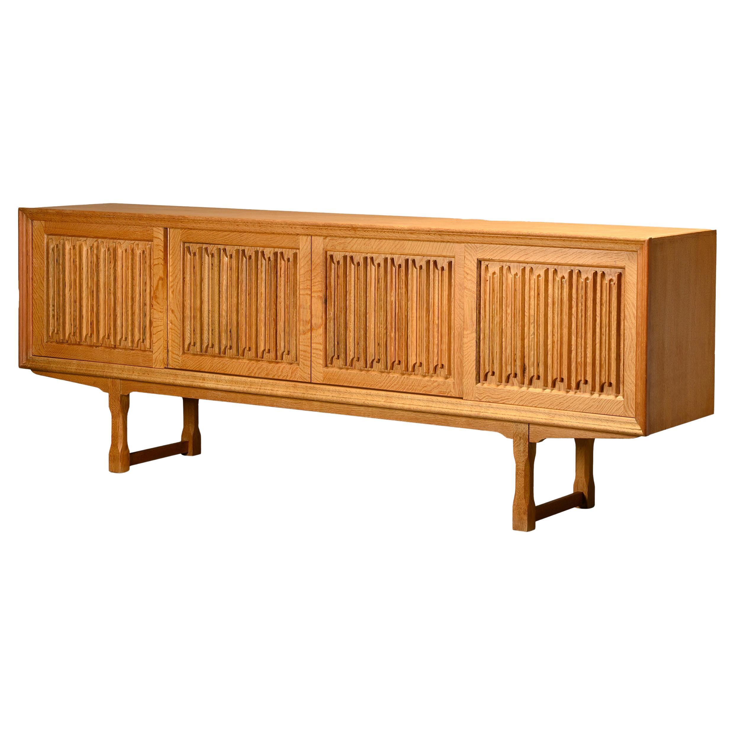 Henning Kjærnulf Danish Brutalist Sideboard in Oak for Nyrup Møbelfabrik, 1960s For Sale