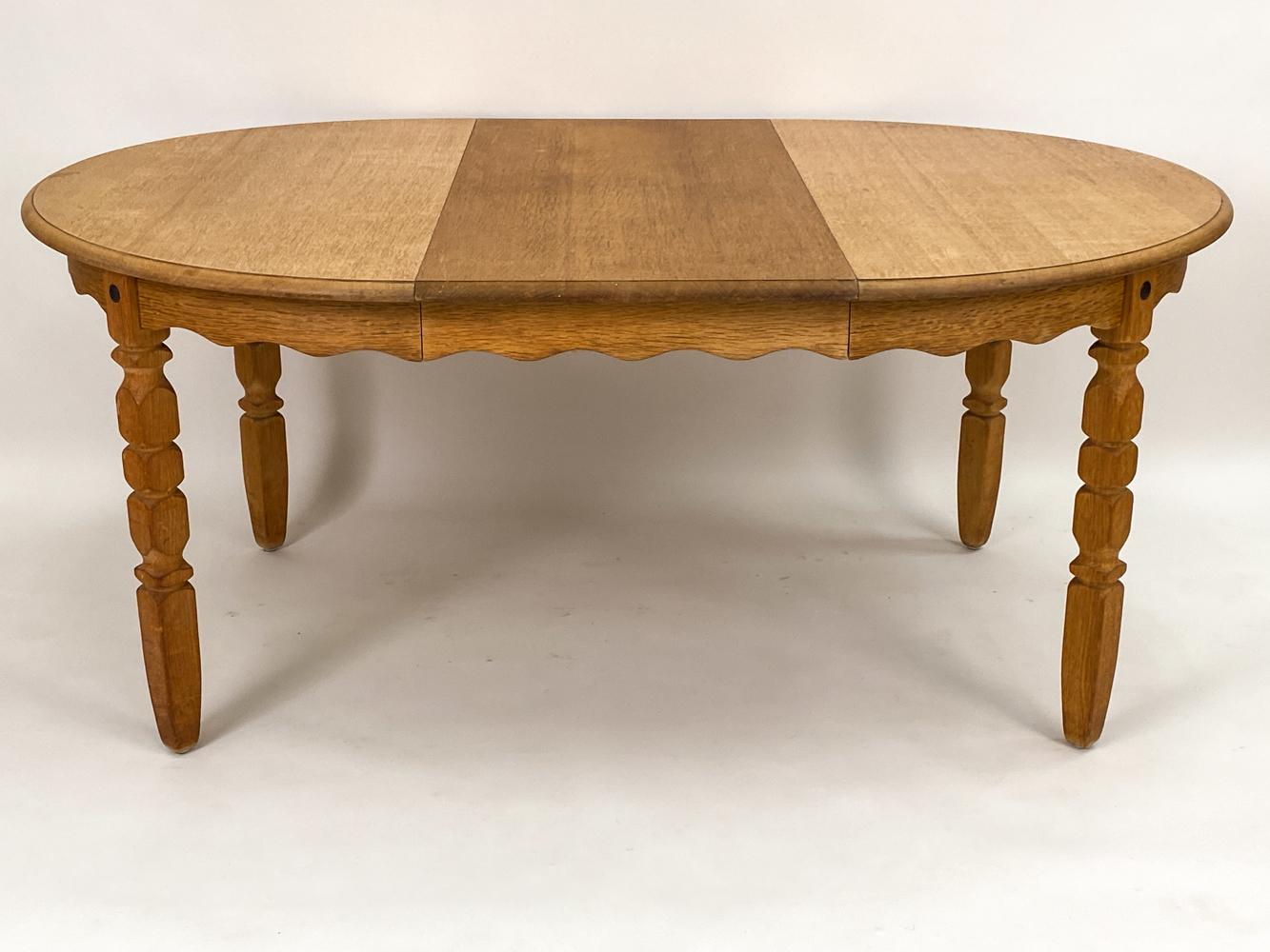 Mid-Century Modern Henning Kjaernulf Danish Carved Oak Dining Table