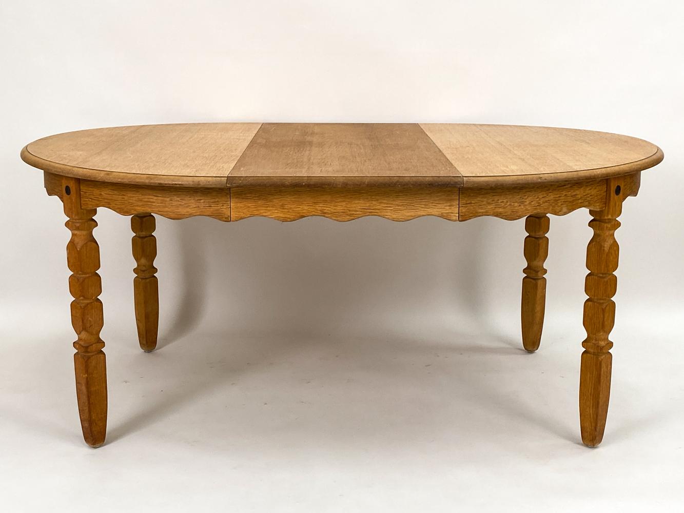 Henning Kjaernulf Danish Carved Oak Dining Table In Good Condition In Norwalk, CT