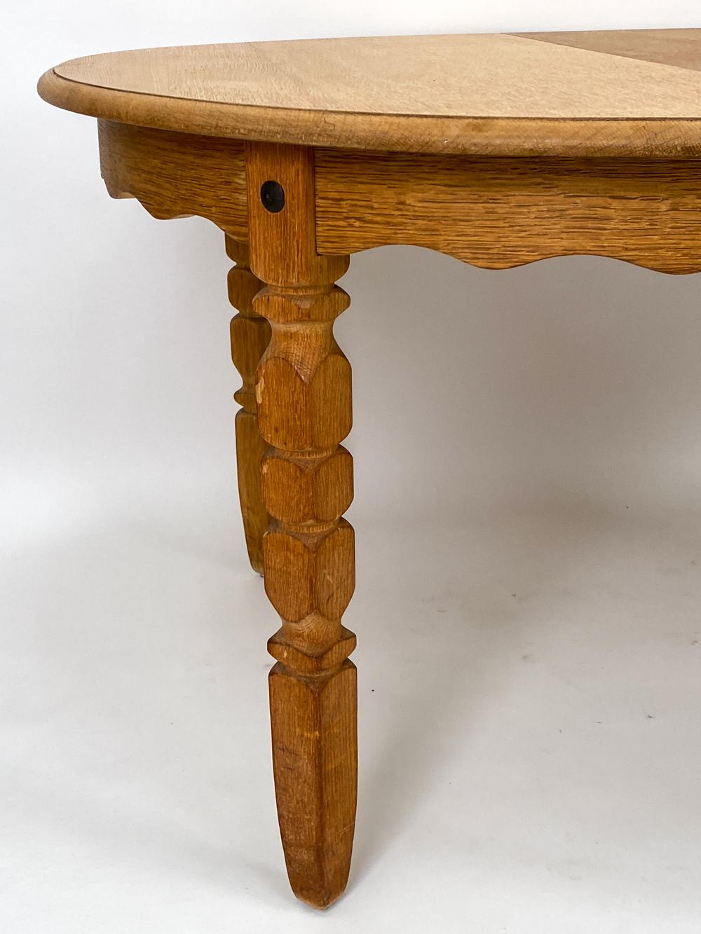 20th Century Henning Kjaernulf Danish Carved Oak Dining Table