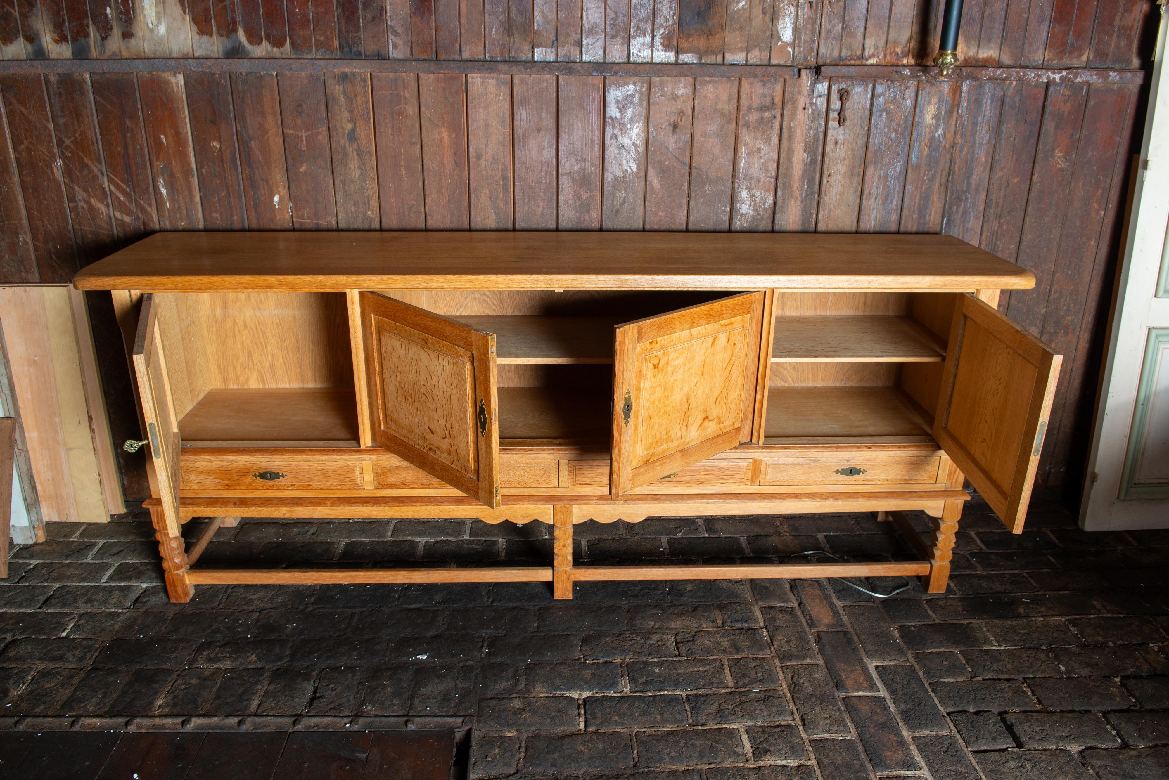 Henning Kjaernulf  Danish Carved Oak Sideboard For Sale 6