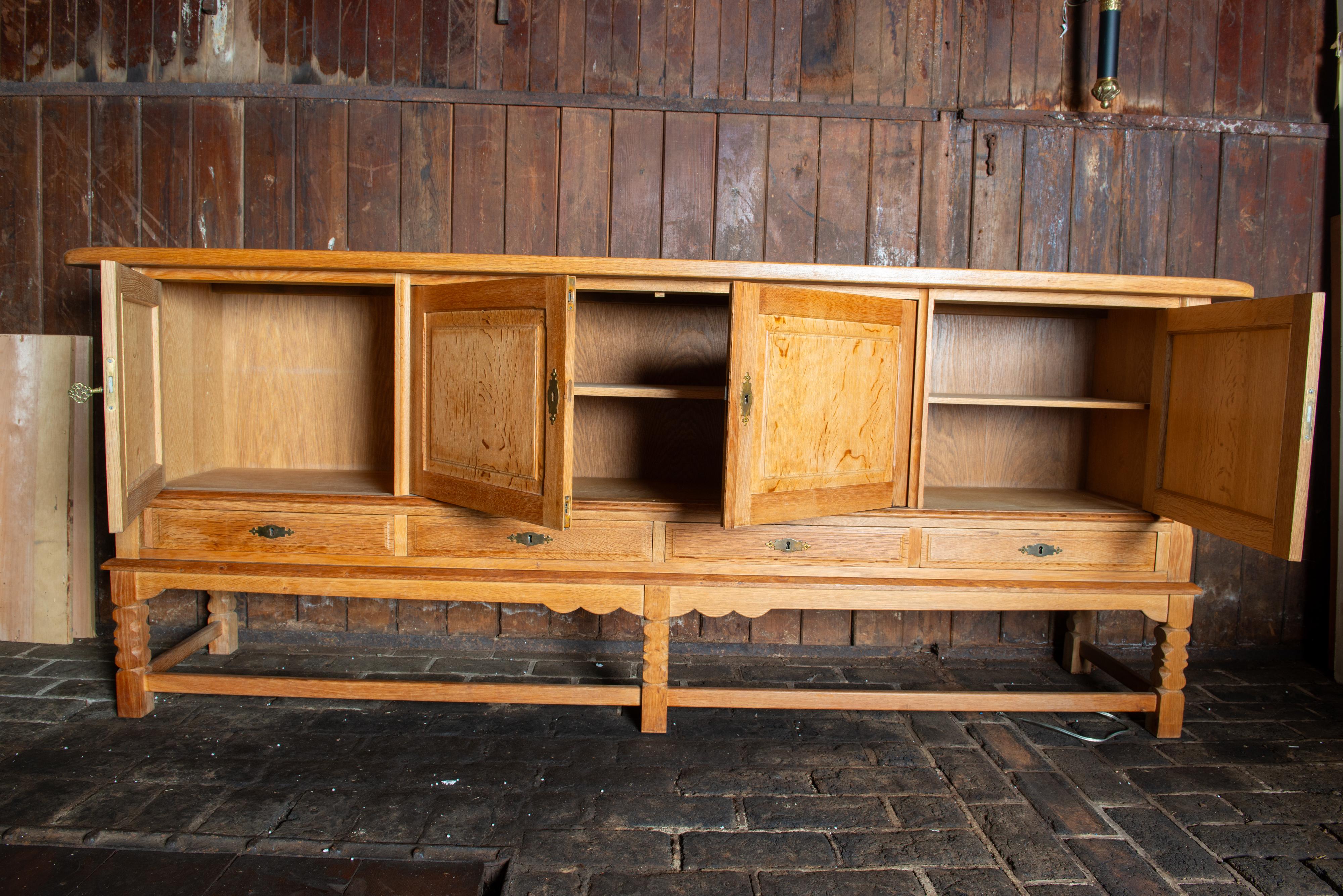 Henning Kjaernulf  Danish Carved Oak Sideboard For Sale 7
