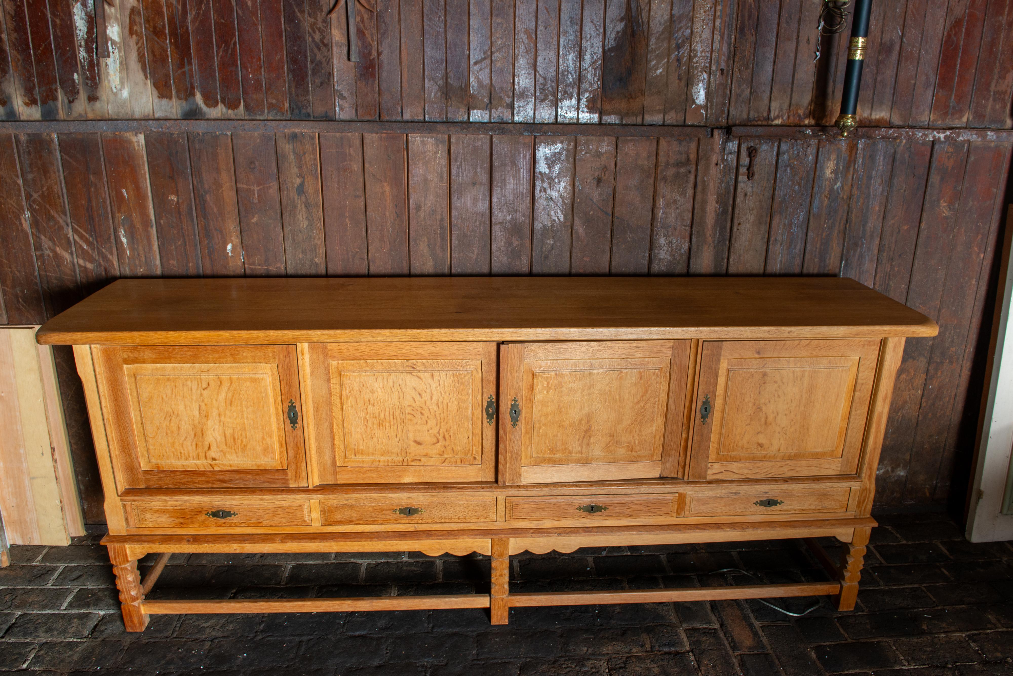 Henning Kjaernulf  Danish Carved Oak Sideboard For Sale 8
