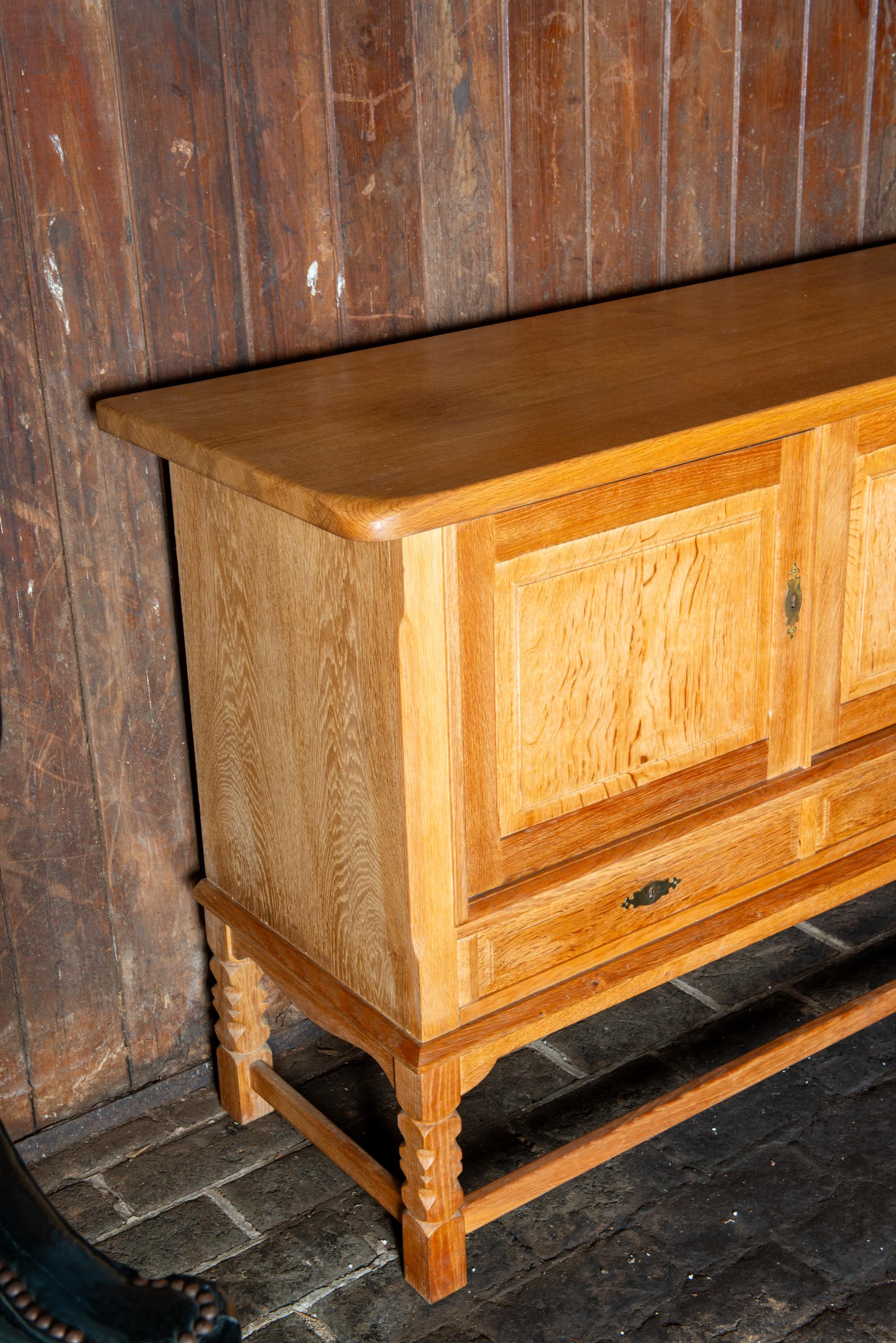 Henning Kjaernulf  Danish Carved Oak Sideboard For Sale 9