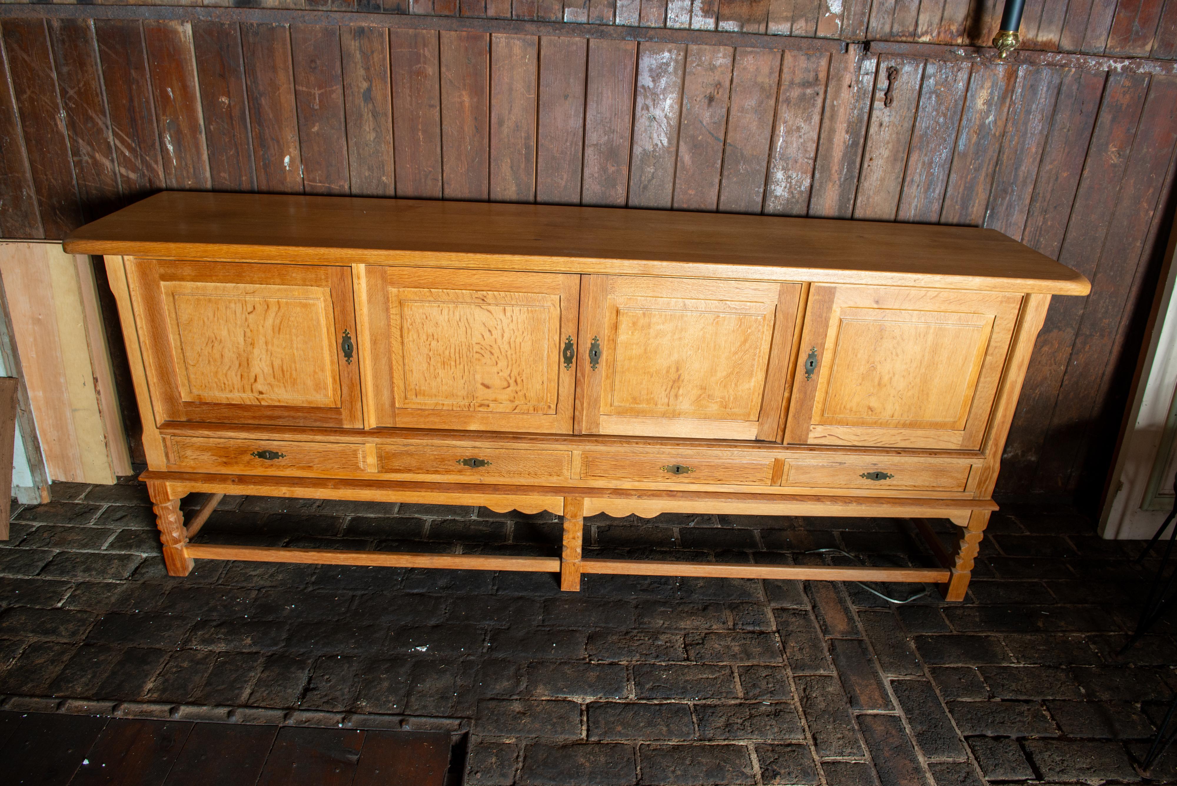 Mid-Century Modern Henning Kjaernulf  Danish Carved Oak Sideboard For Sale