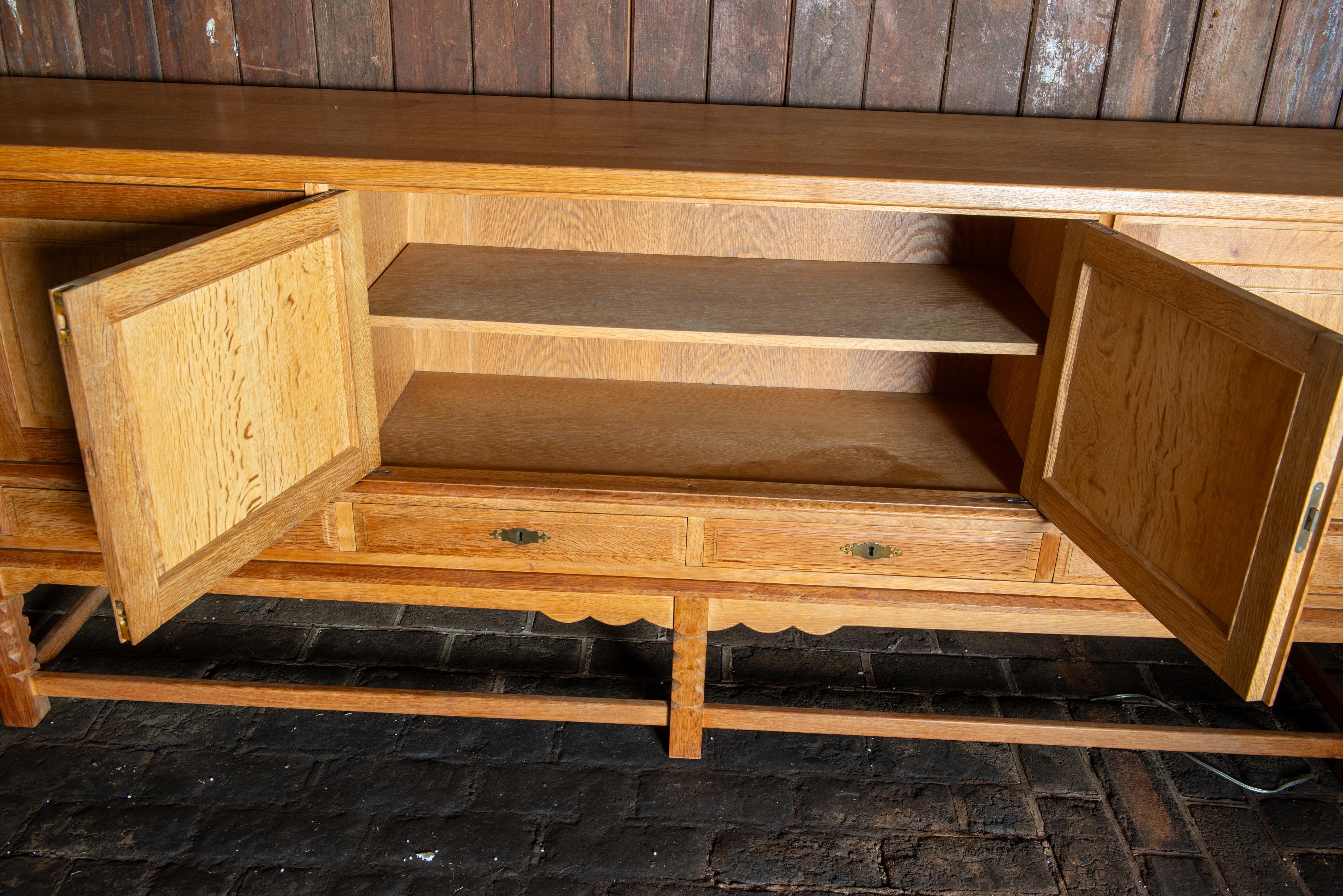 Henning Kjaernulf  Danish Carved Oak Sideboard For Sale 2