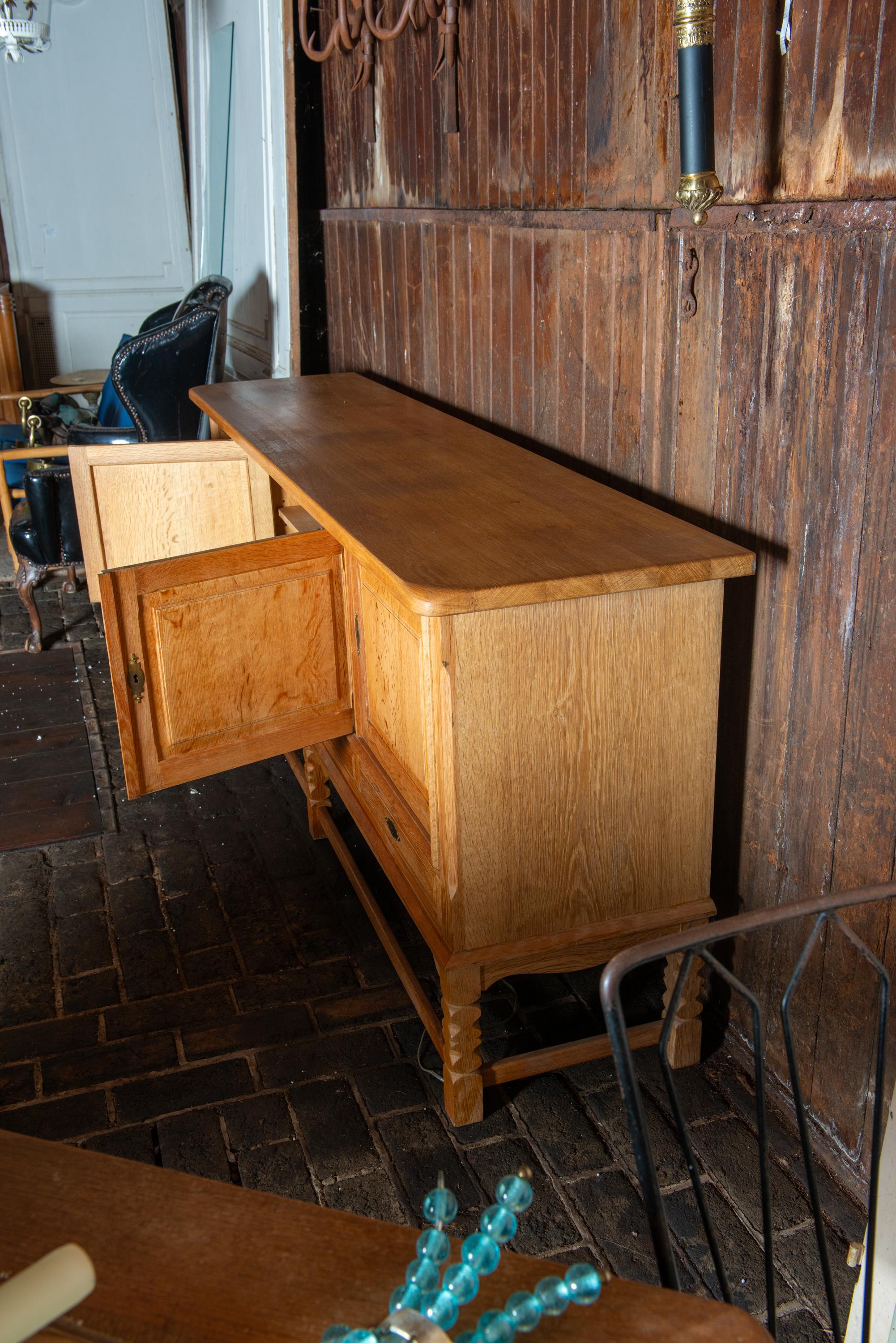 Henning Kjaernulf  Danish Carved Oak Sideboard For Sale 3