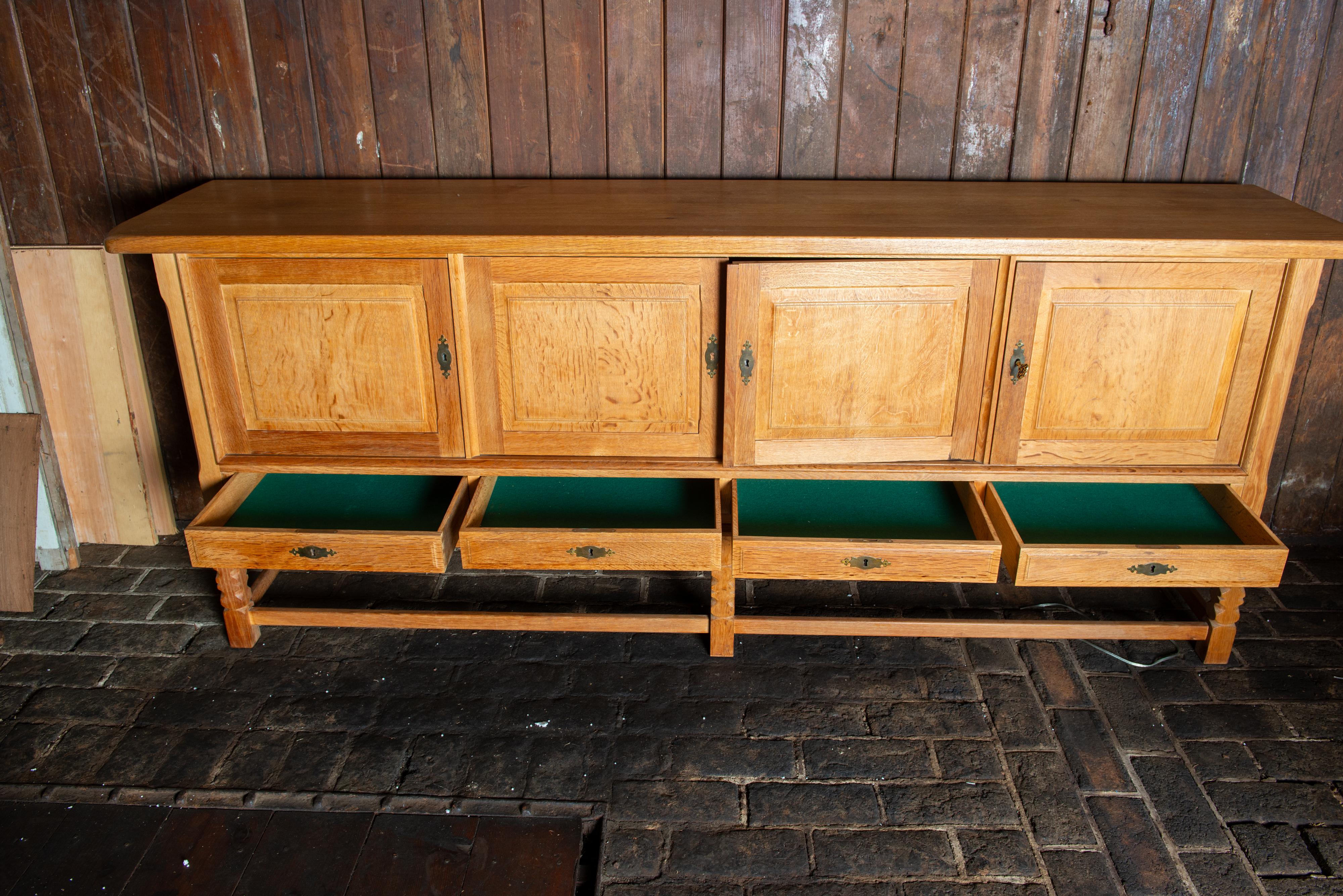 Henning Kjaernulf  Danish Carved Oak Sideboard For Sale 4