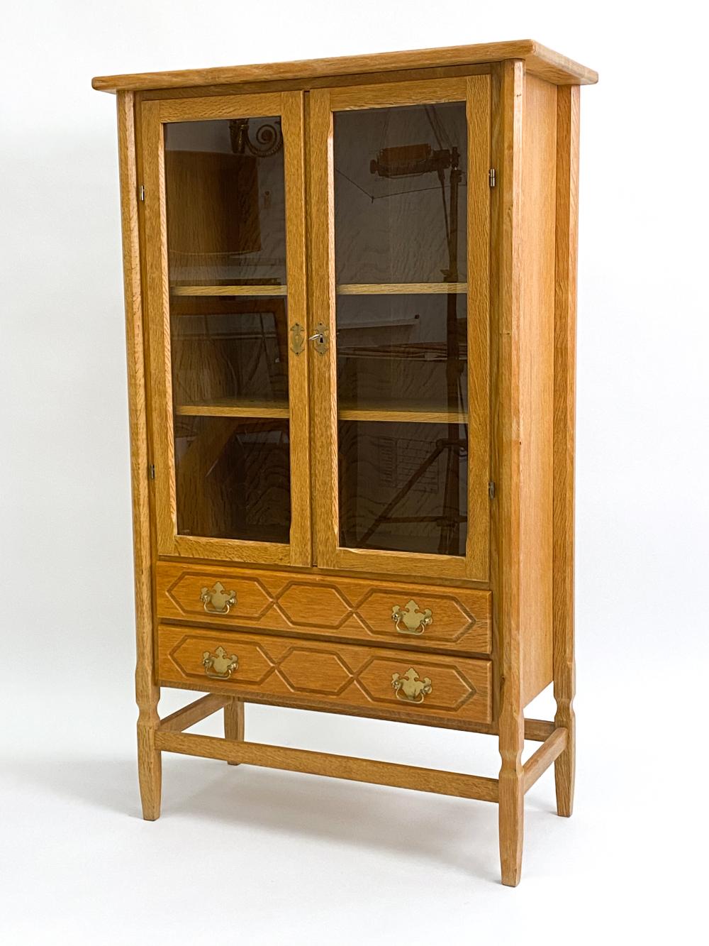 Scandinavian Modern Henning Kjærnulf Danish Mid-Century Carved Oak Cabinet For Sale