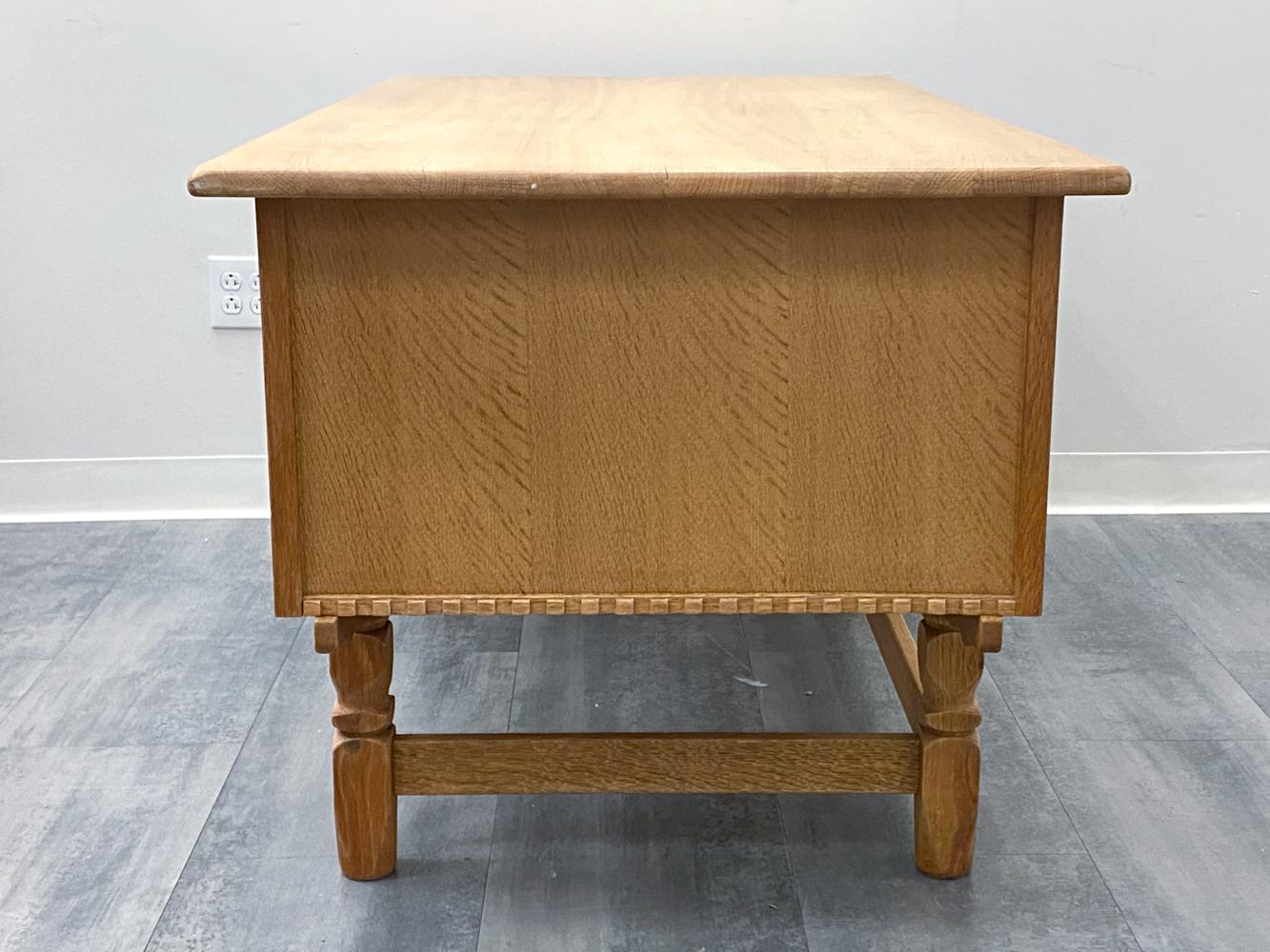 Henning Kjaernulf Danish Mid-Century Carved Oak Desk For Sale 5