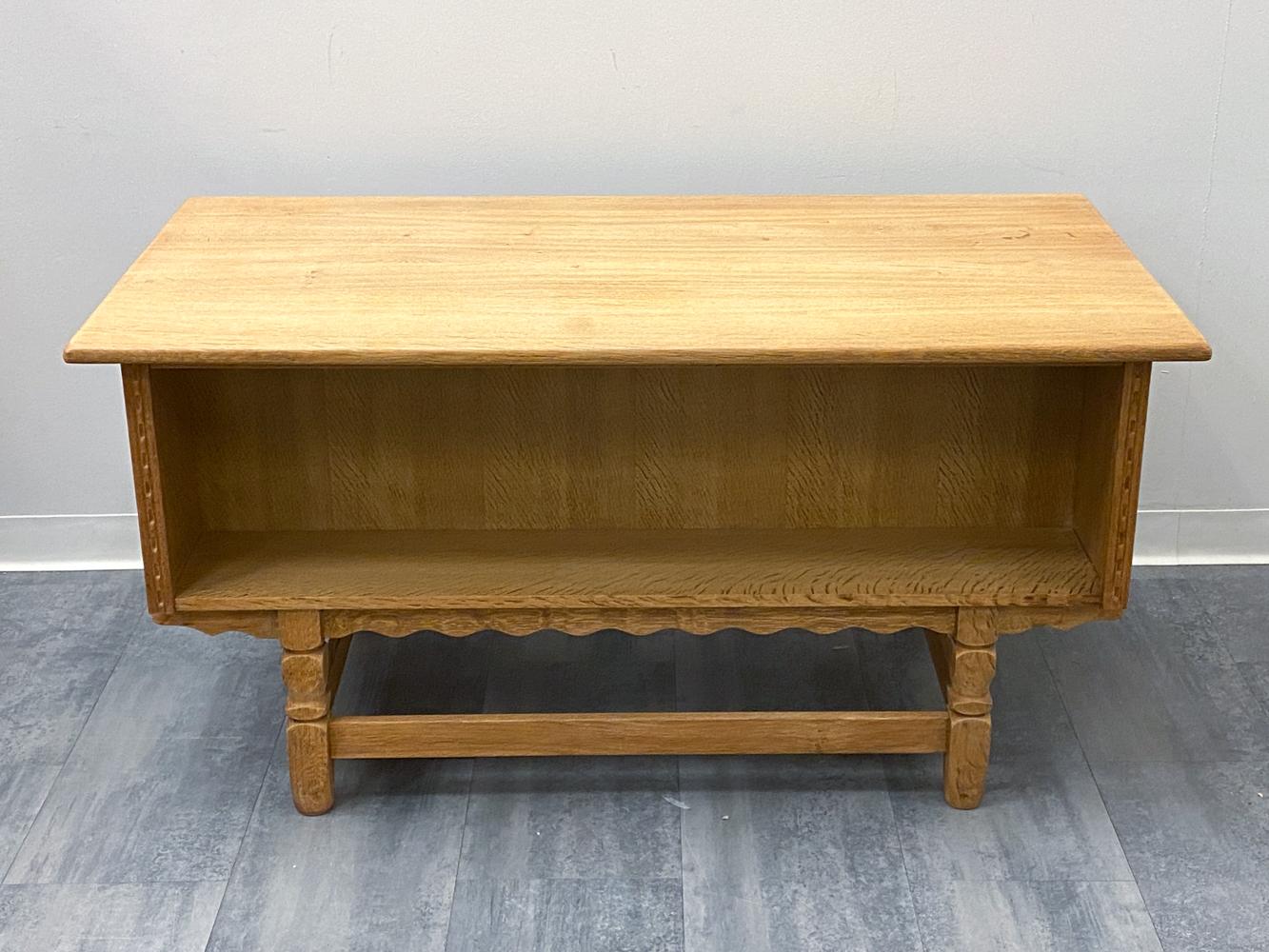 Henning Kjaernulf Danish Mid-Century Carved Oak Desk For Sale 6