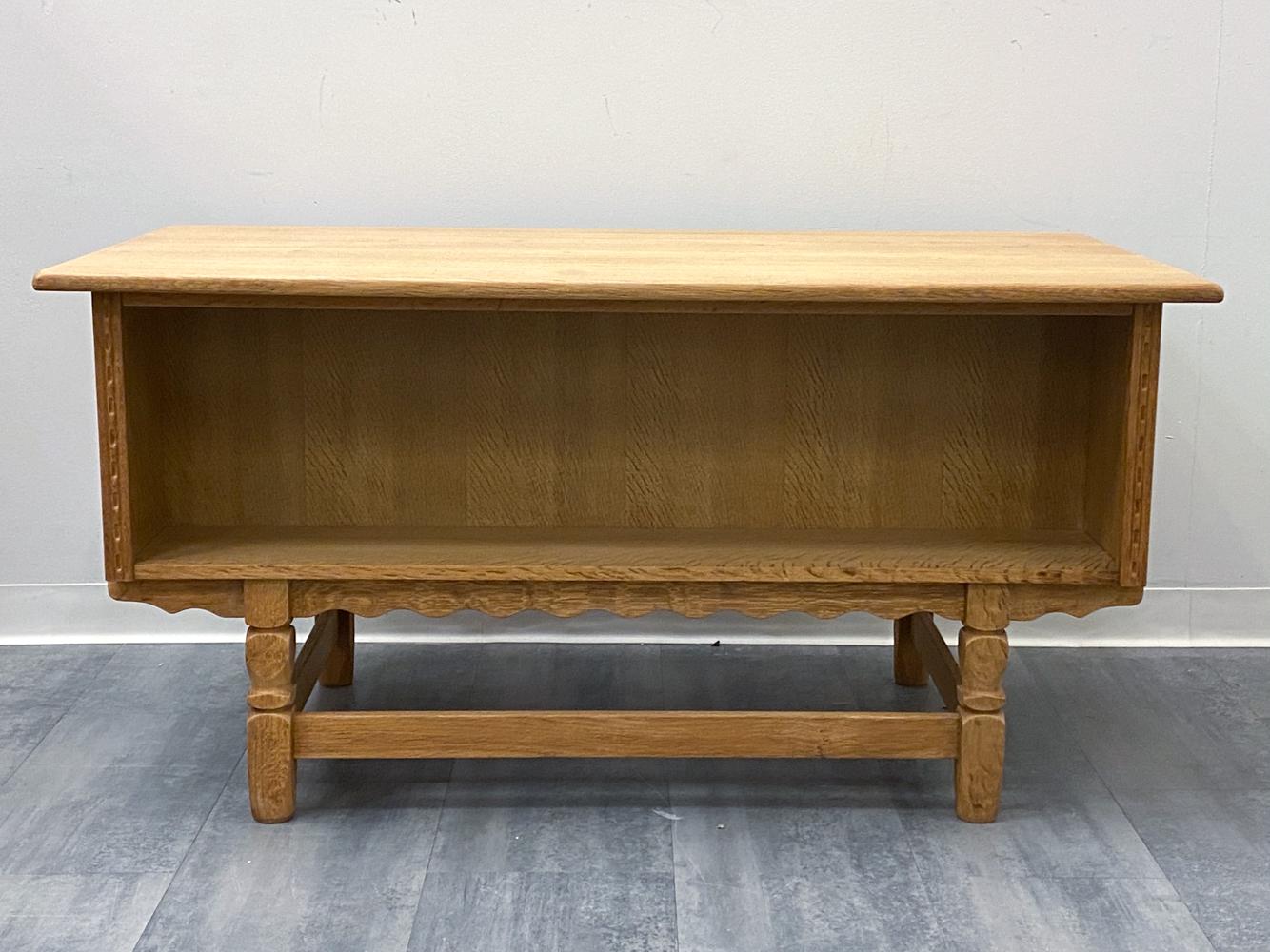 Henning Kjaernulf Danish Mid-Century Carved Oak Desk For Sale 7