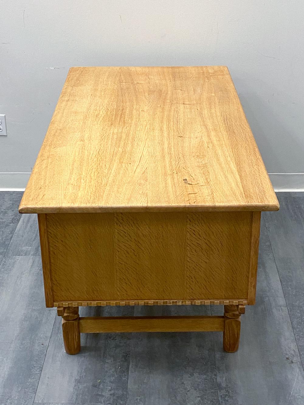 Henning Kjaernulf Danish Mid-Century Carved Oak Desk For Sale 8