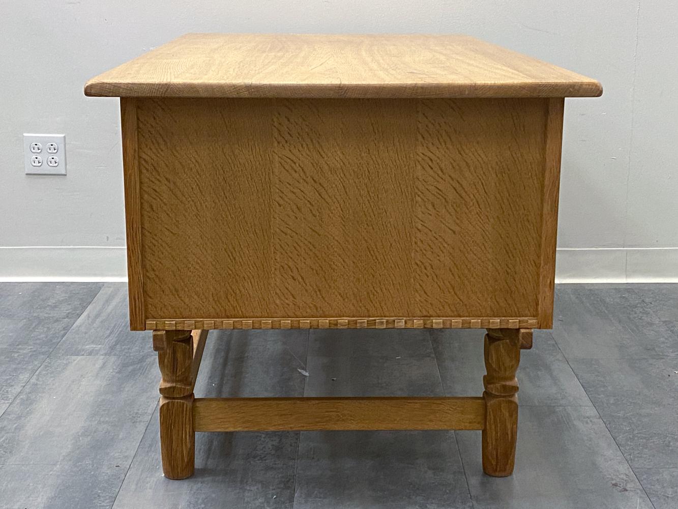 Henning Kjaernulf Danish Mid-Century Carved Oak Desk For Sale 9