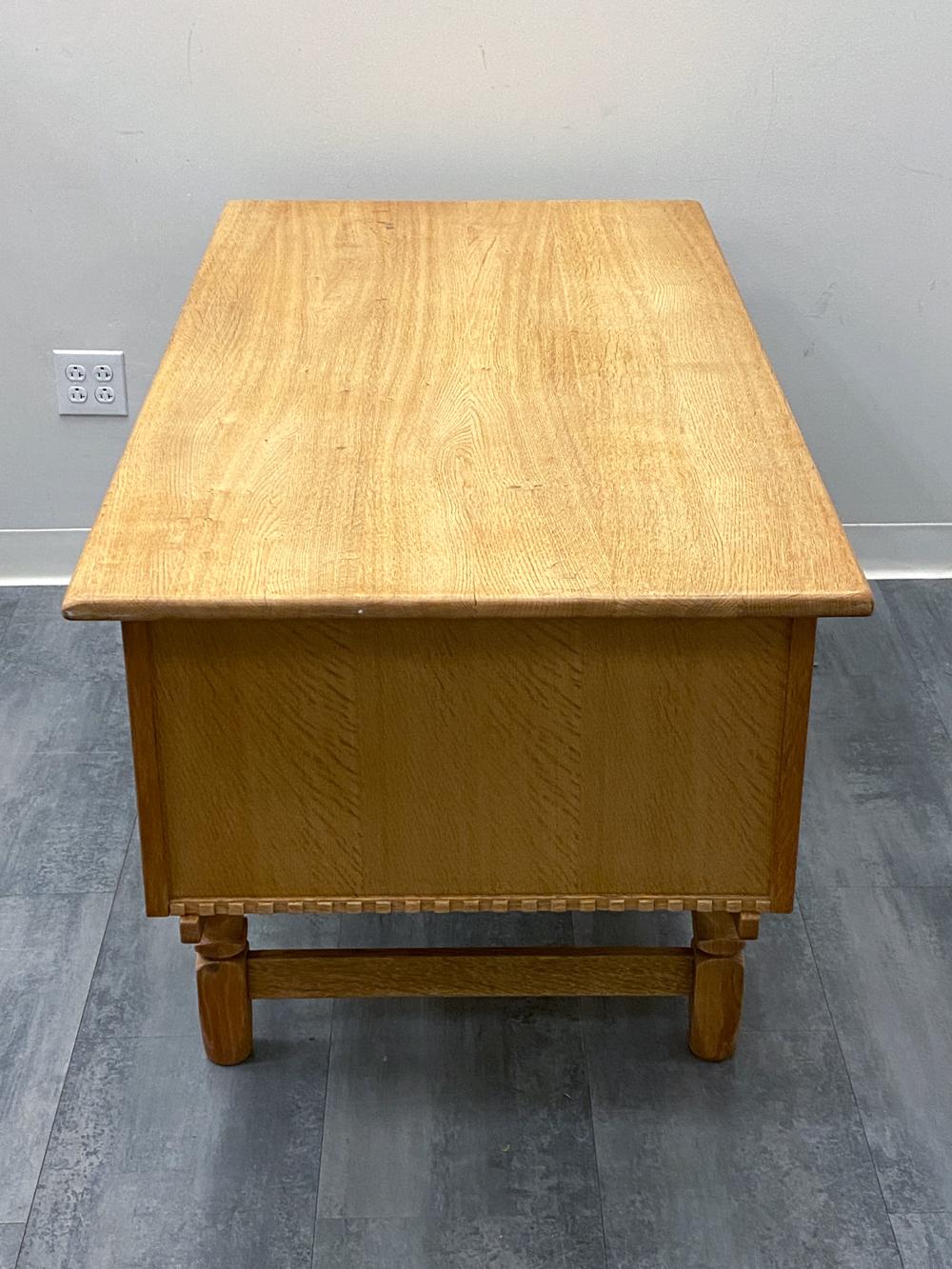 Henning Kjaernulf Danish Mid-Century Carved Oak Desk For Sale 4
