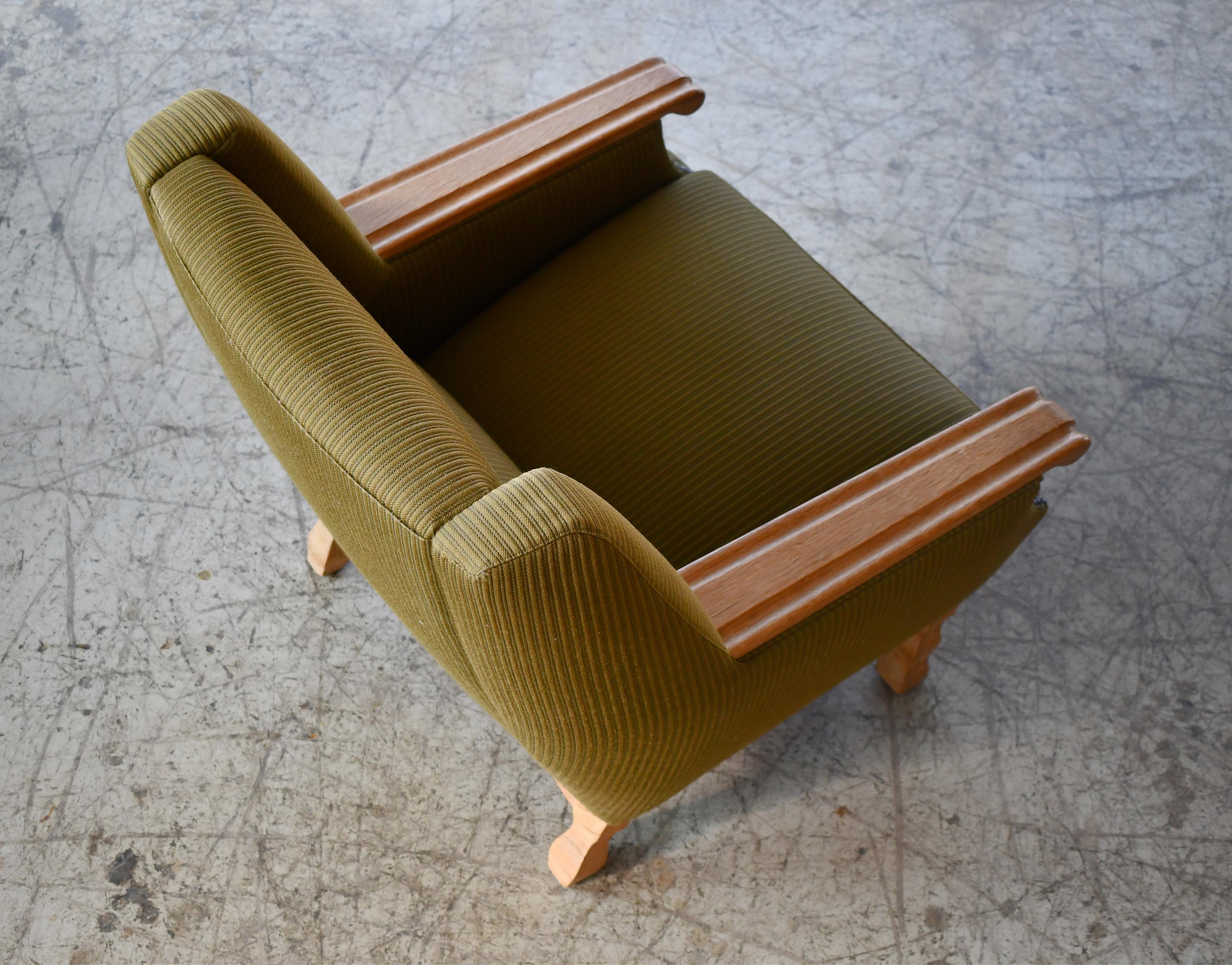 Henning Kjaernulf Danish Mid-Century Carved Oak Lounge Chairs in Oak, 1970's For Sale 3