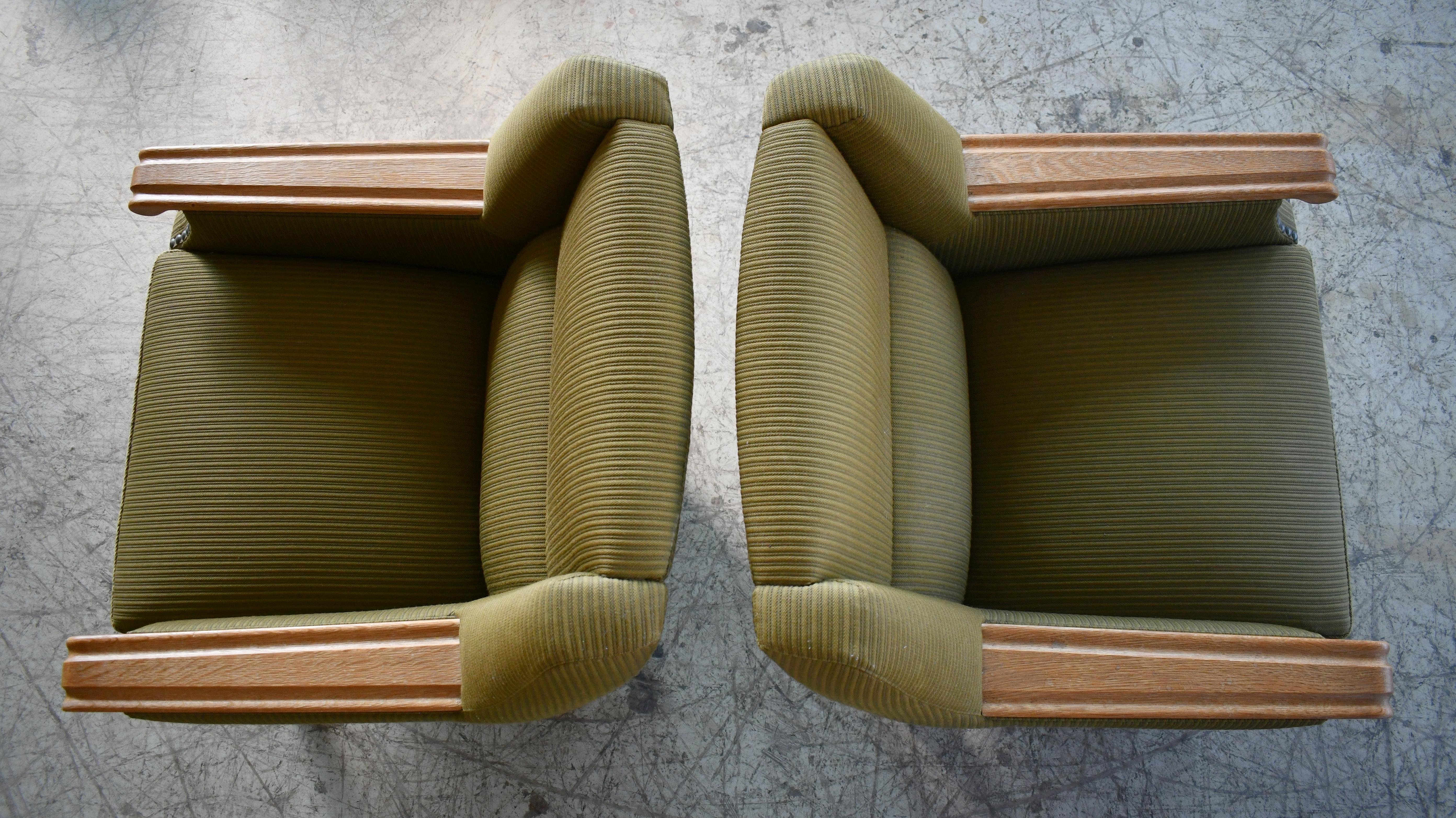 Henning Kjaernulf Danish Mid-Century Carved Oak Lounge Chairs in Oak, 1970's For Sale 4
