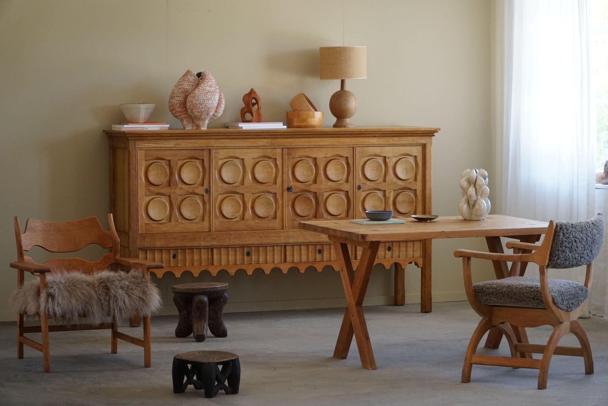 Brutalist Henning Kjærnulf, Danish Mid Century Modern, Sideboard in Oak, Nyrup Møbelfabrik