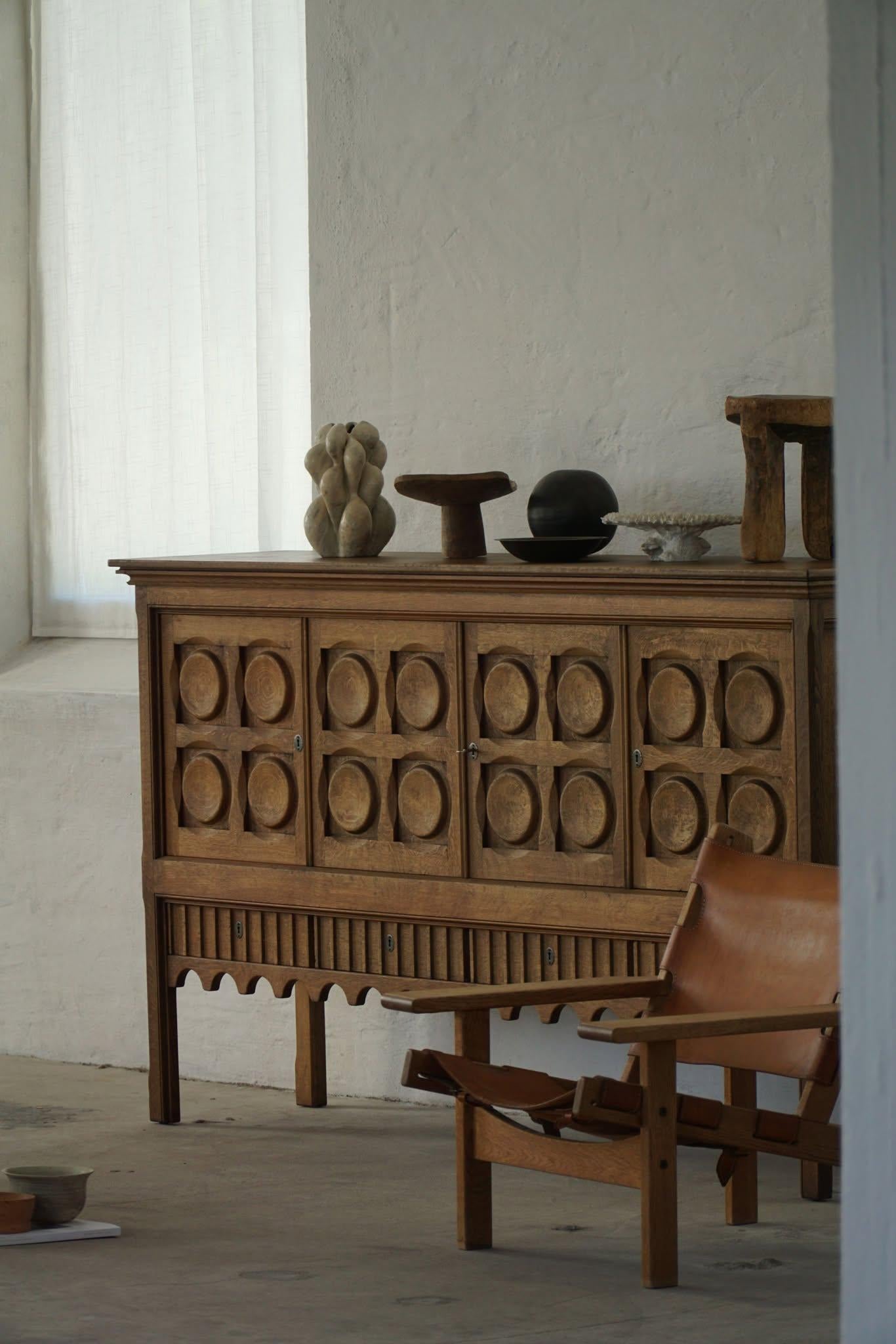 Brutalist Henning Kjærnulf, Danish Mid Century Modern, Sideboard in Oak, Nyrup Møbelfabrik