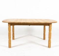 Henning Kjaernulf Danish Mid-Century Oak Carved Dining Table