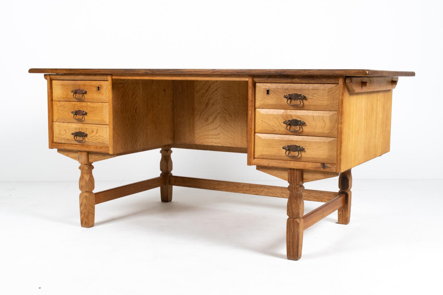 Scandinavian Modern Henning Kjaernulf Danish Mid-Century Oak Desk For Sale