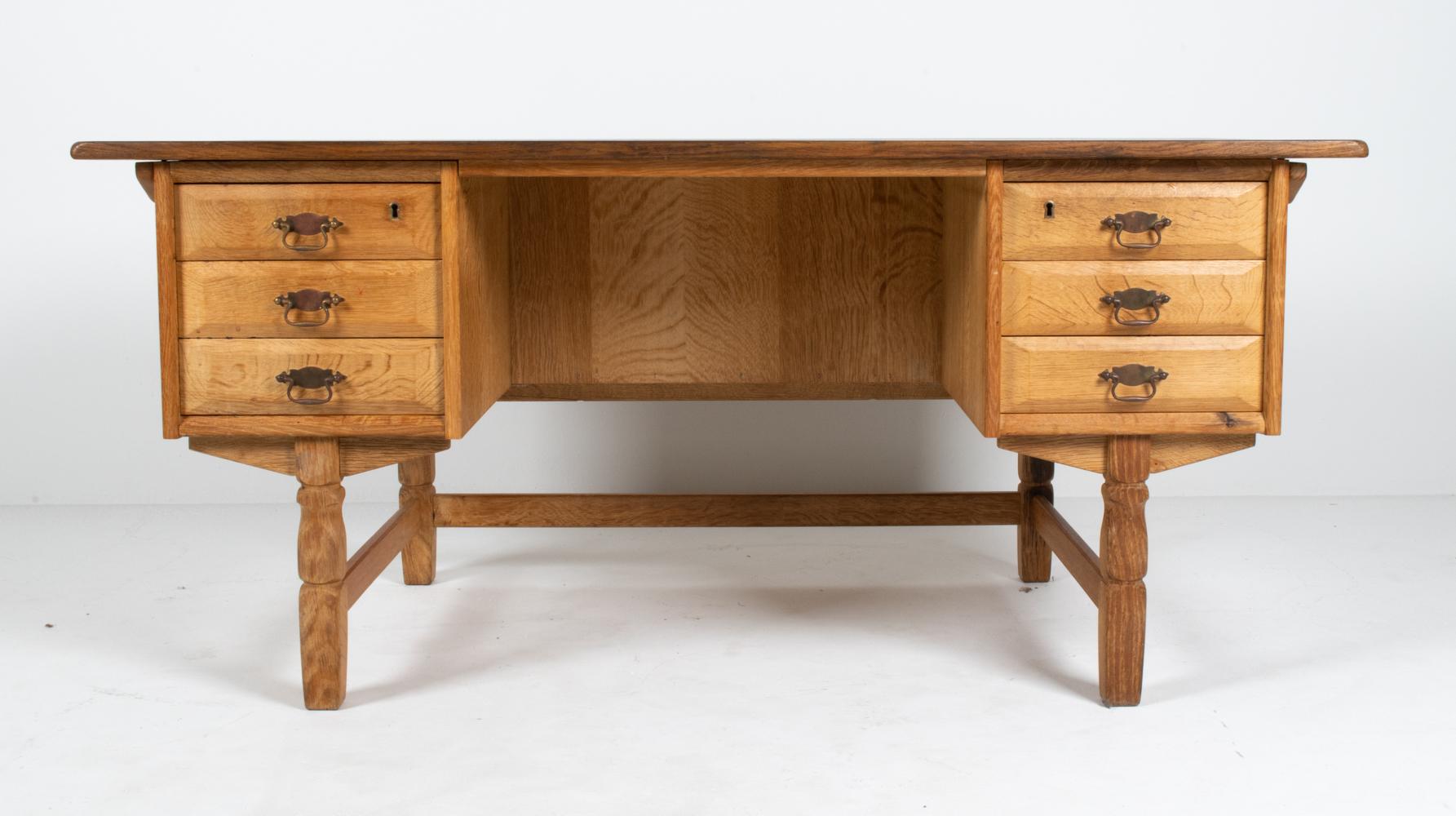 20th Century Henning Kjaernulf Danish Mid-Century Oak Desk For Sale