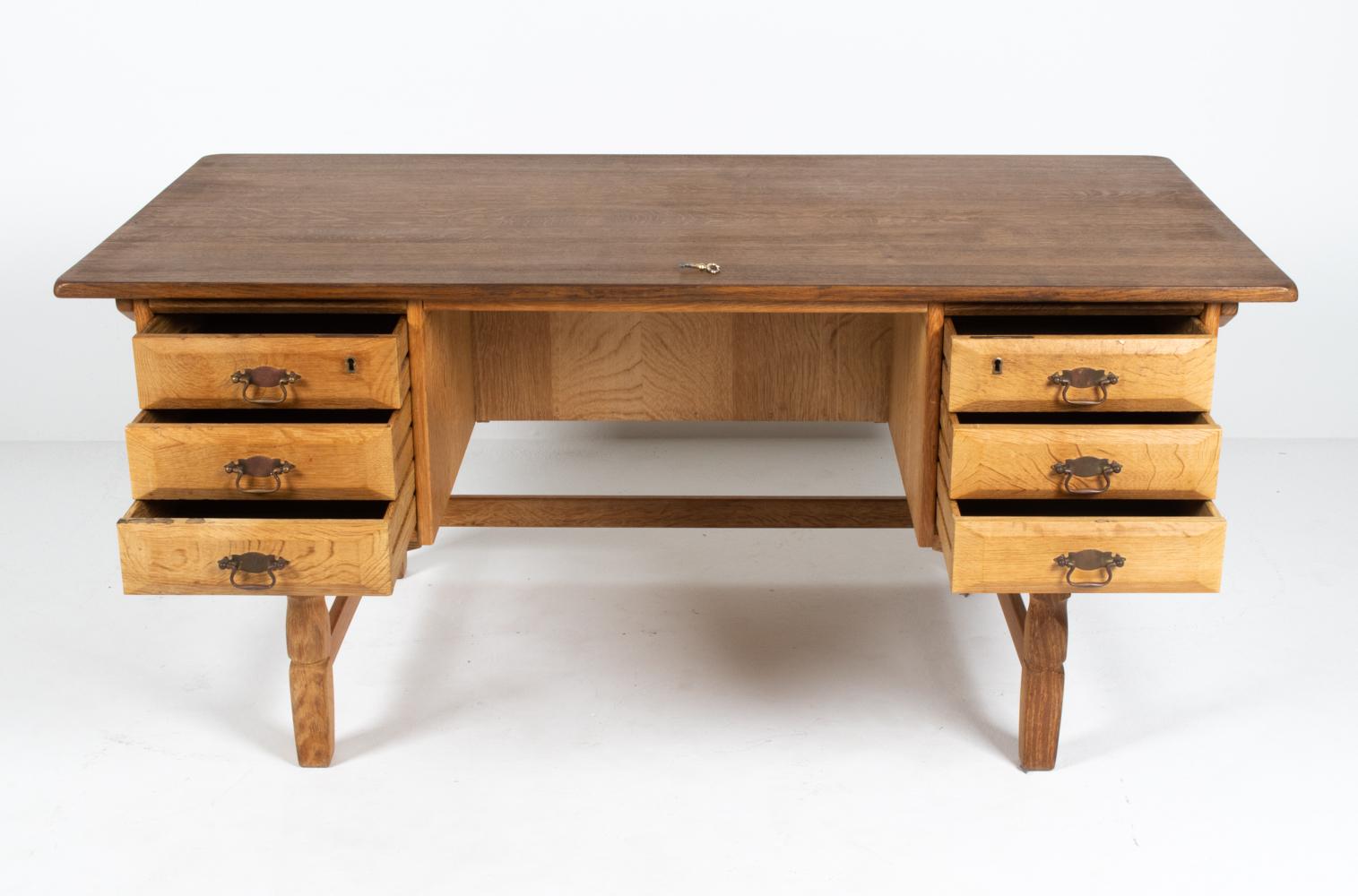 Henning Kjaernulf Danish Mid-Century Oak Desk For Sale 1