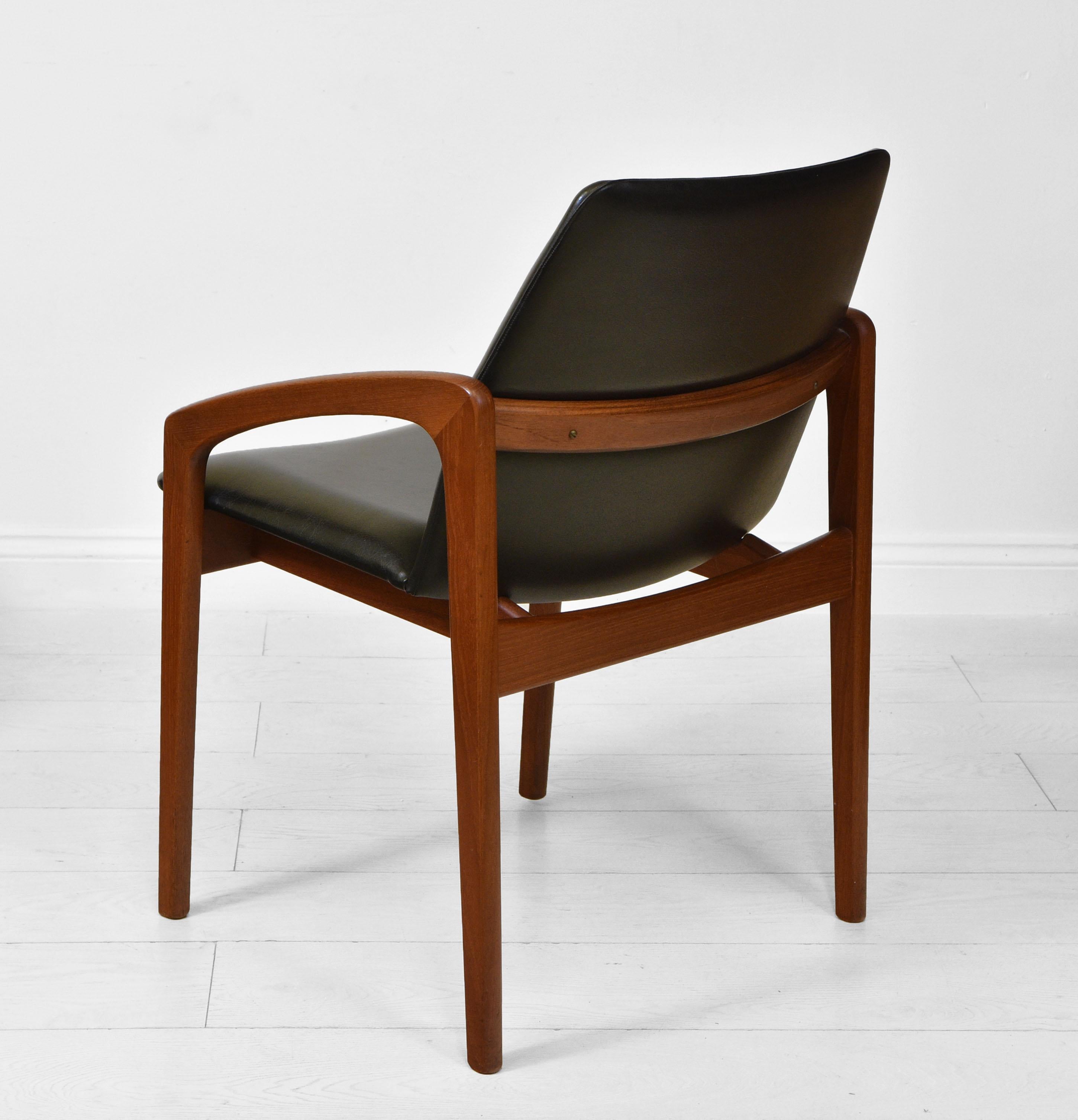 Henning Kjaernulf Danish Mid Century Set of Four Teak Dining Chairs Model 23 6