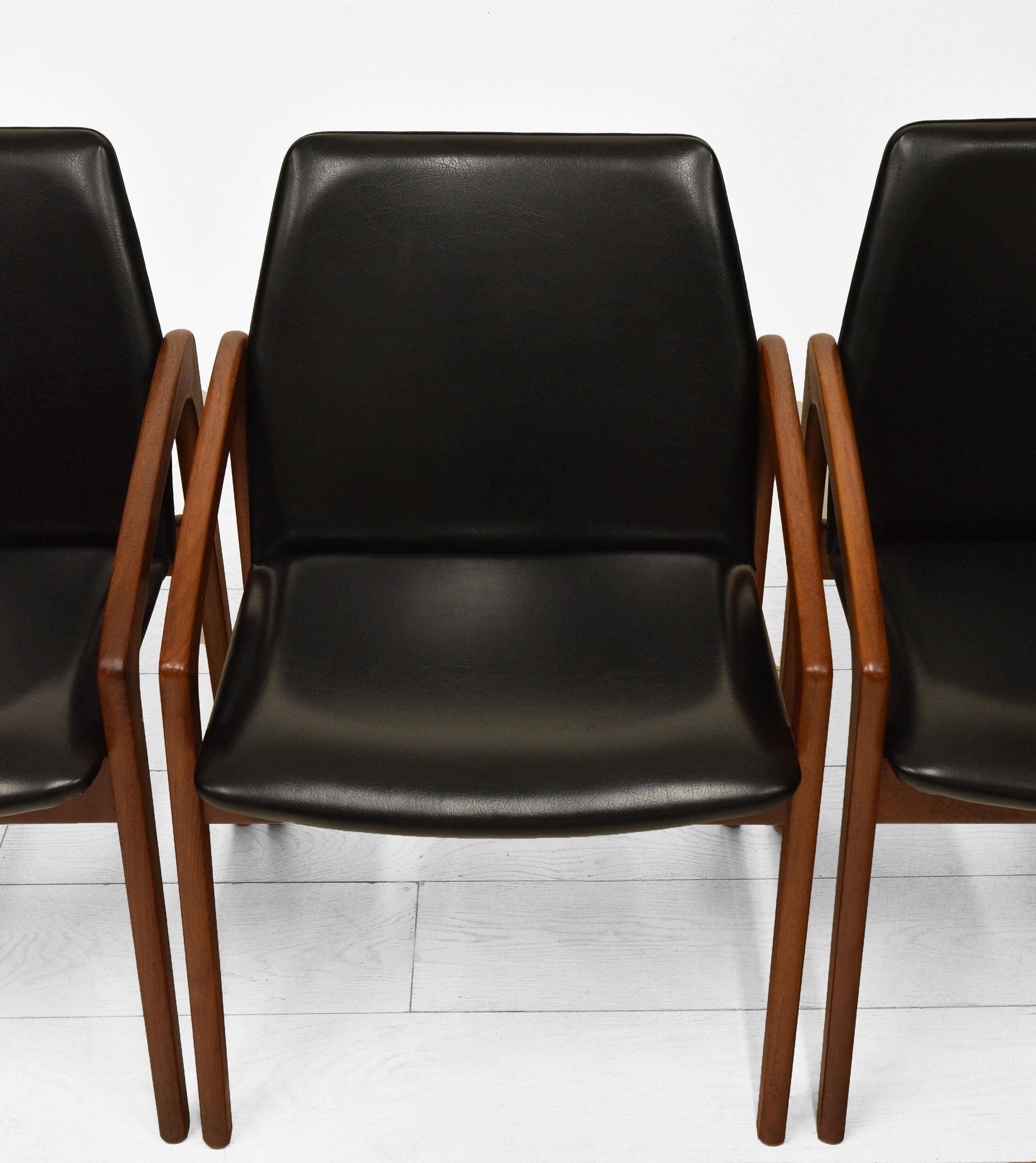 Henning Kjaernulf Danish Mid Century Set of Four Teak Dining Chairs Model 23 7