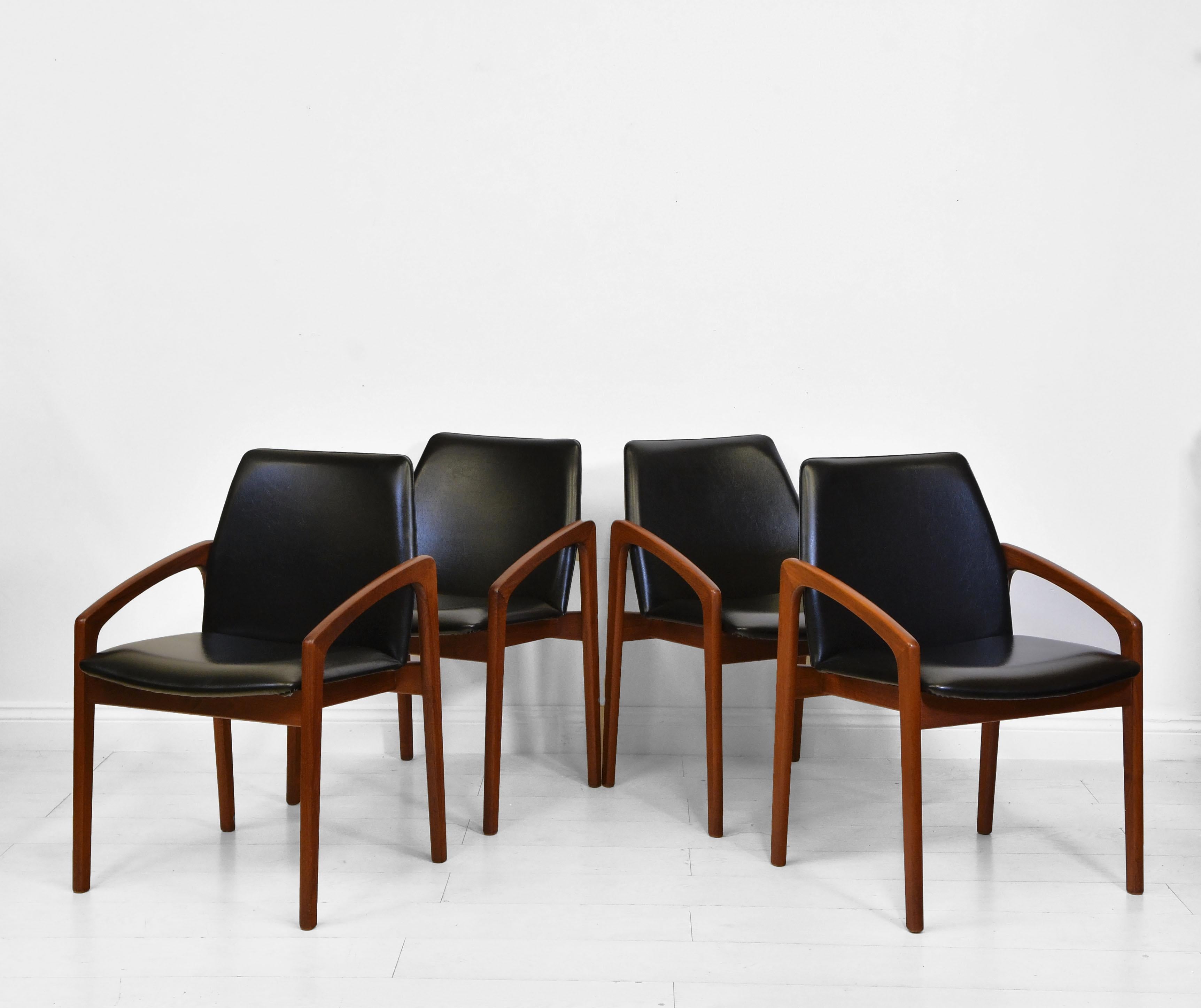 Henning Kjaernulf Danish Mid Century Set of Four Teak Dining Chairs Model 23 2